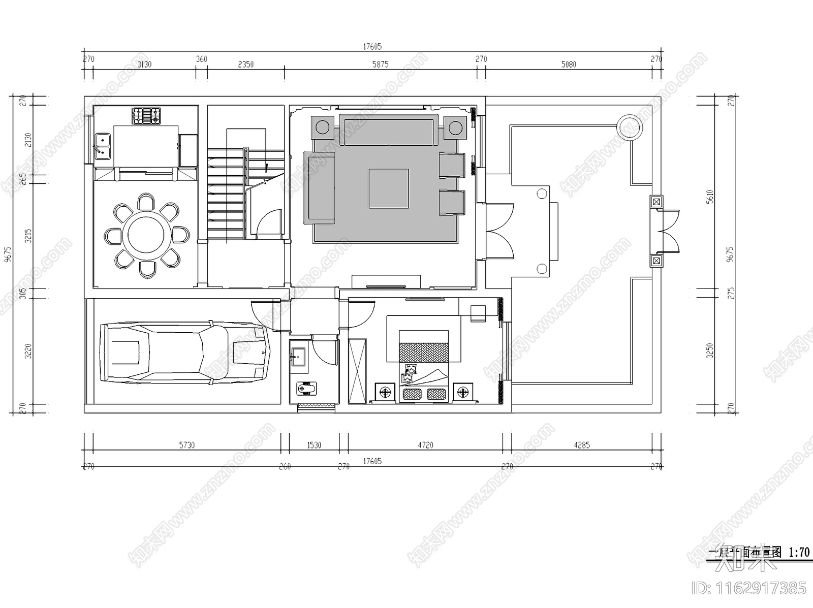 中式简欧三层别墅私宅室内家装cad施工图下载【ID:1162917385】