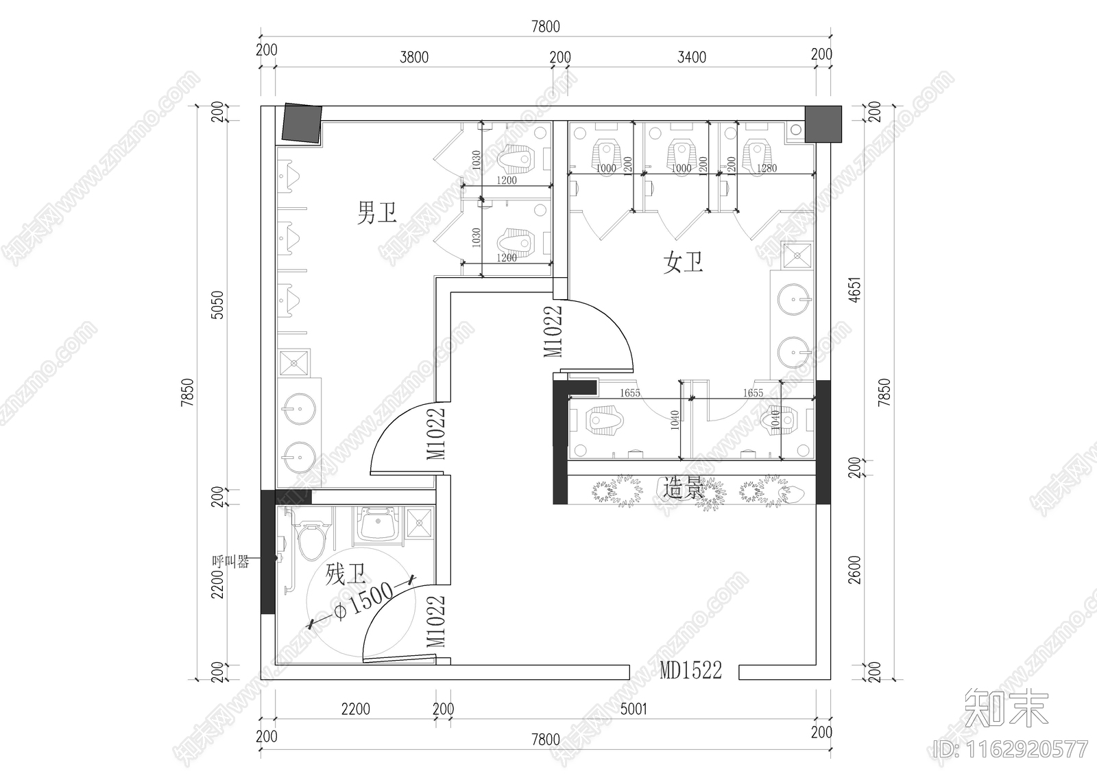 现代公共卫生间施工图下载【ID:1162920577】