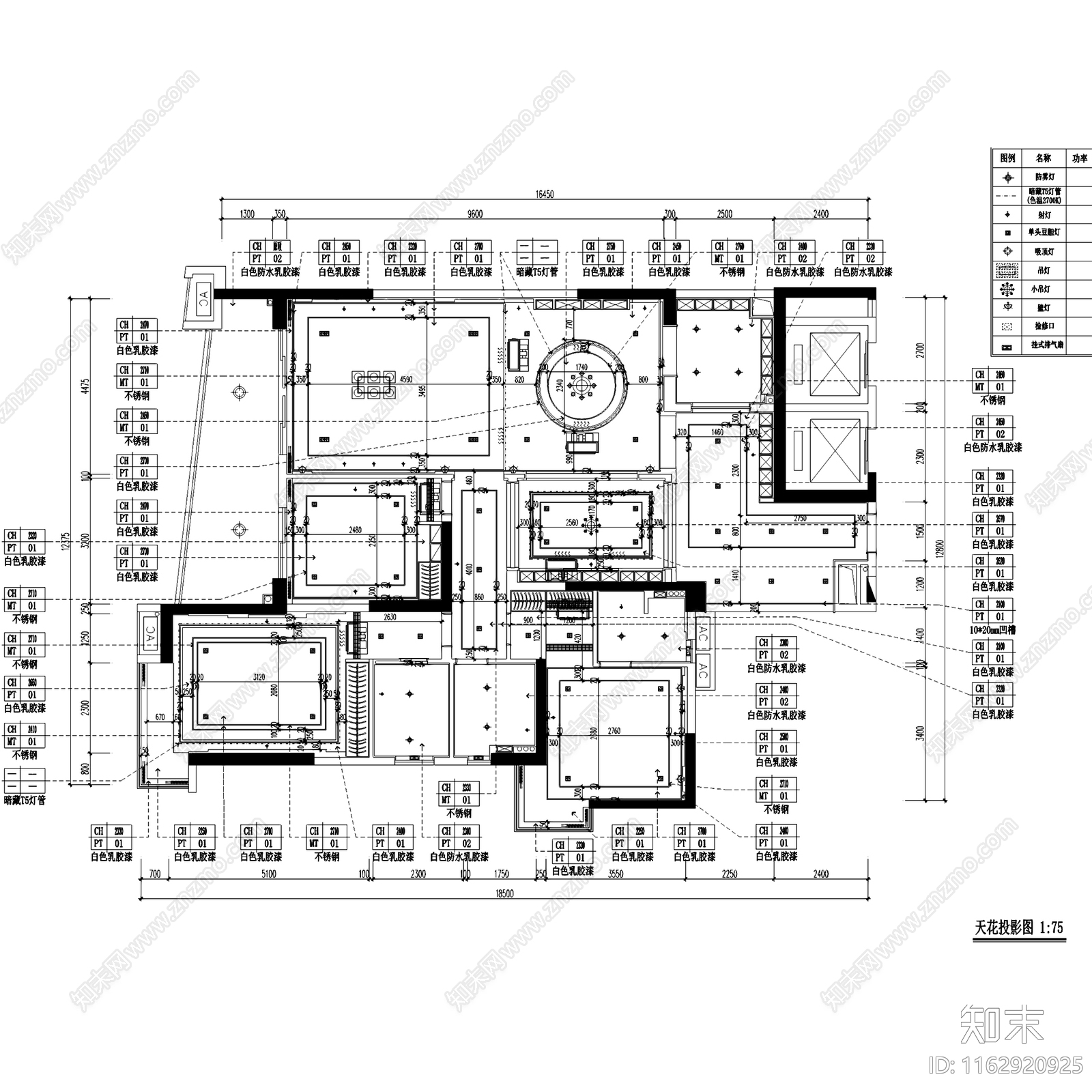 新中式中式丽涛花园商住楼大平层室内家装cad施工图下载【ID:1162920925】