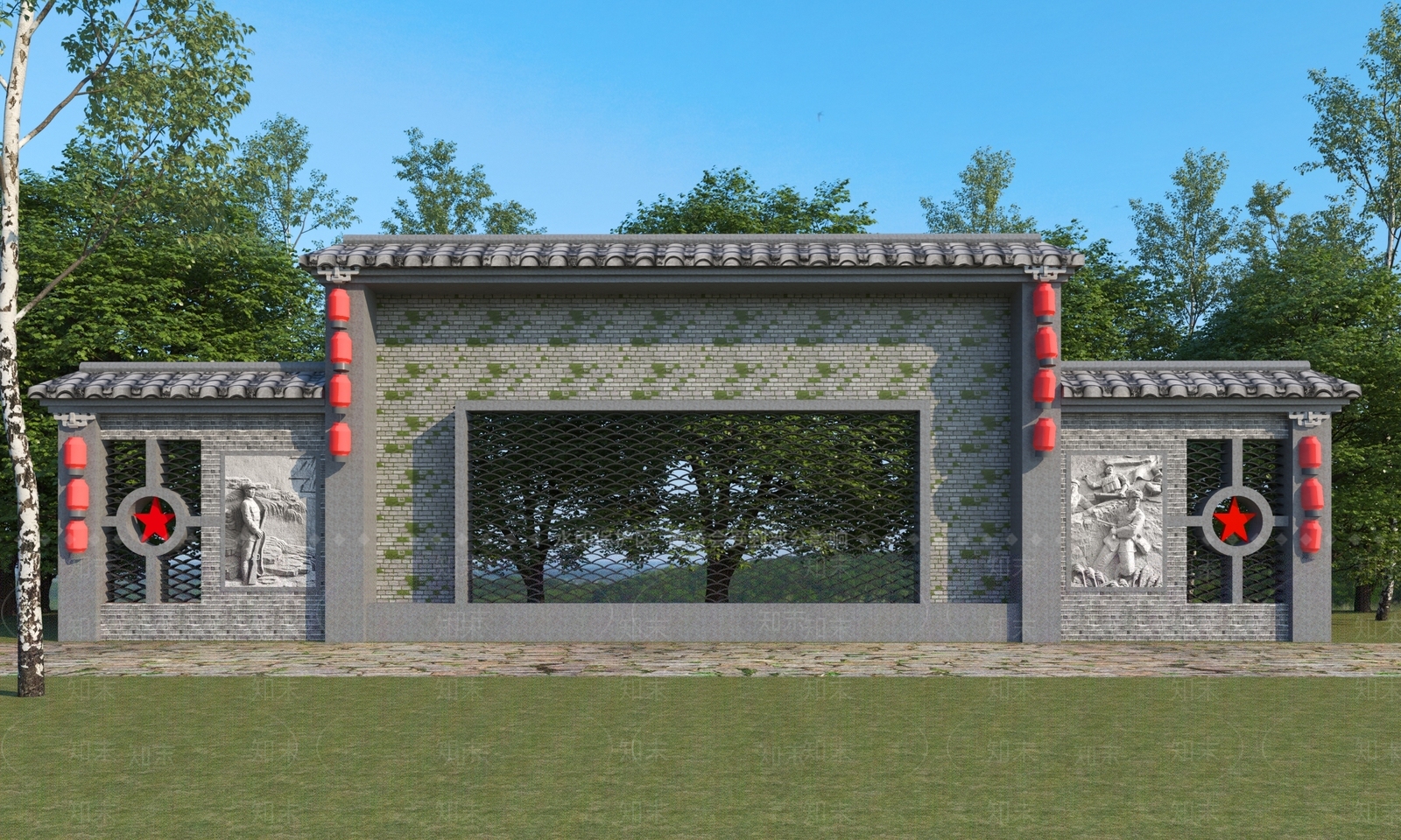 中式景墙3D模型下载【ID:1162920912】