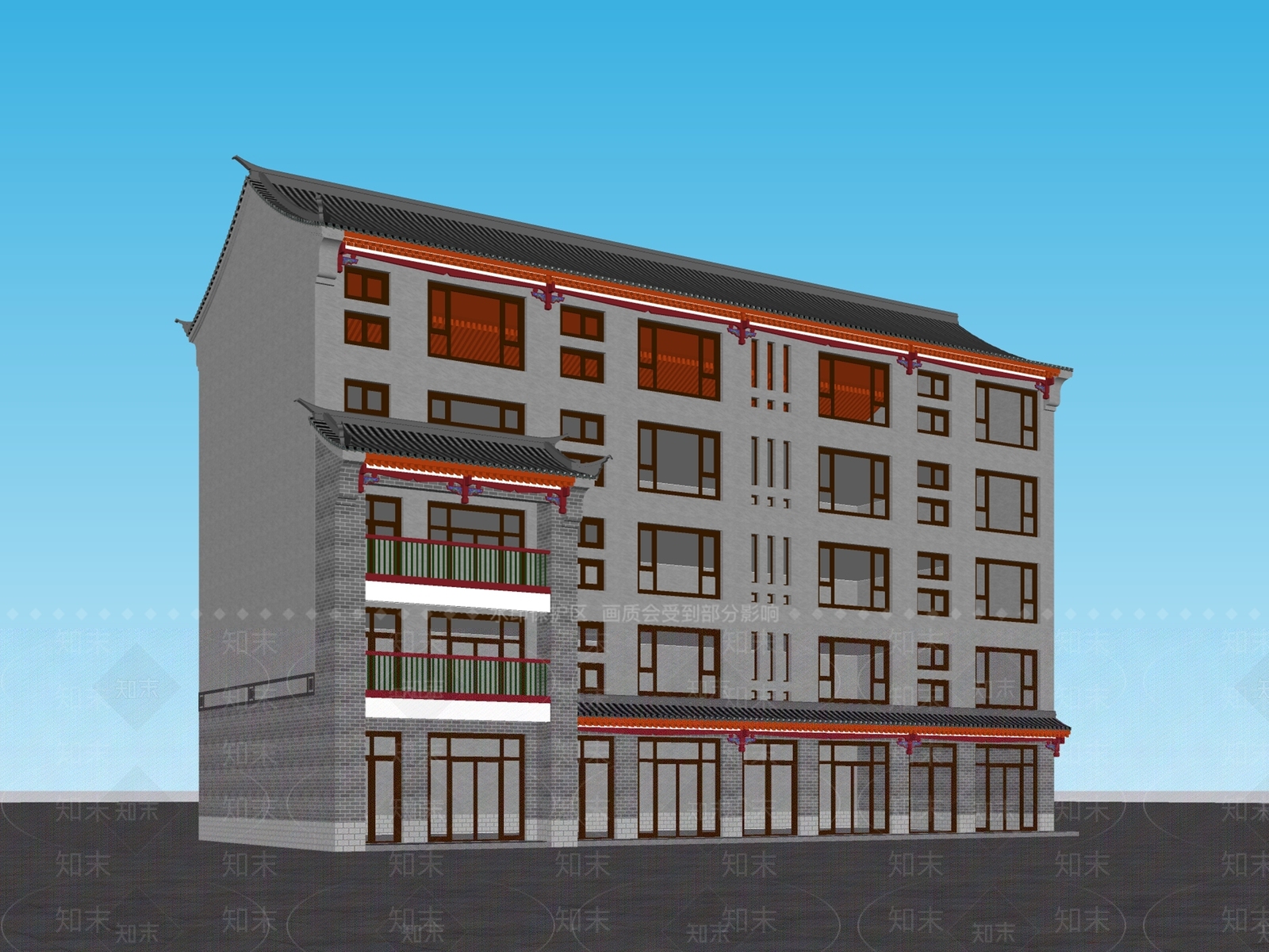 中式复古古建筑SU模型下载【ID:1162923062】