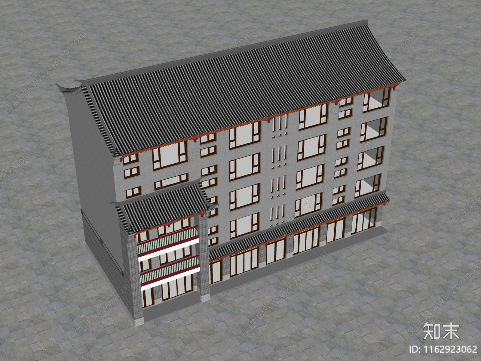 中式复古古建筑SU模型下载【ID:1162923062】