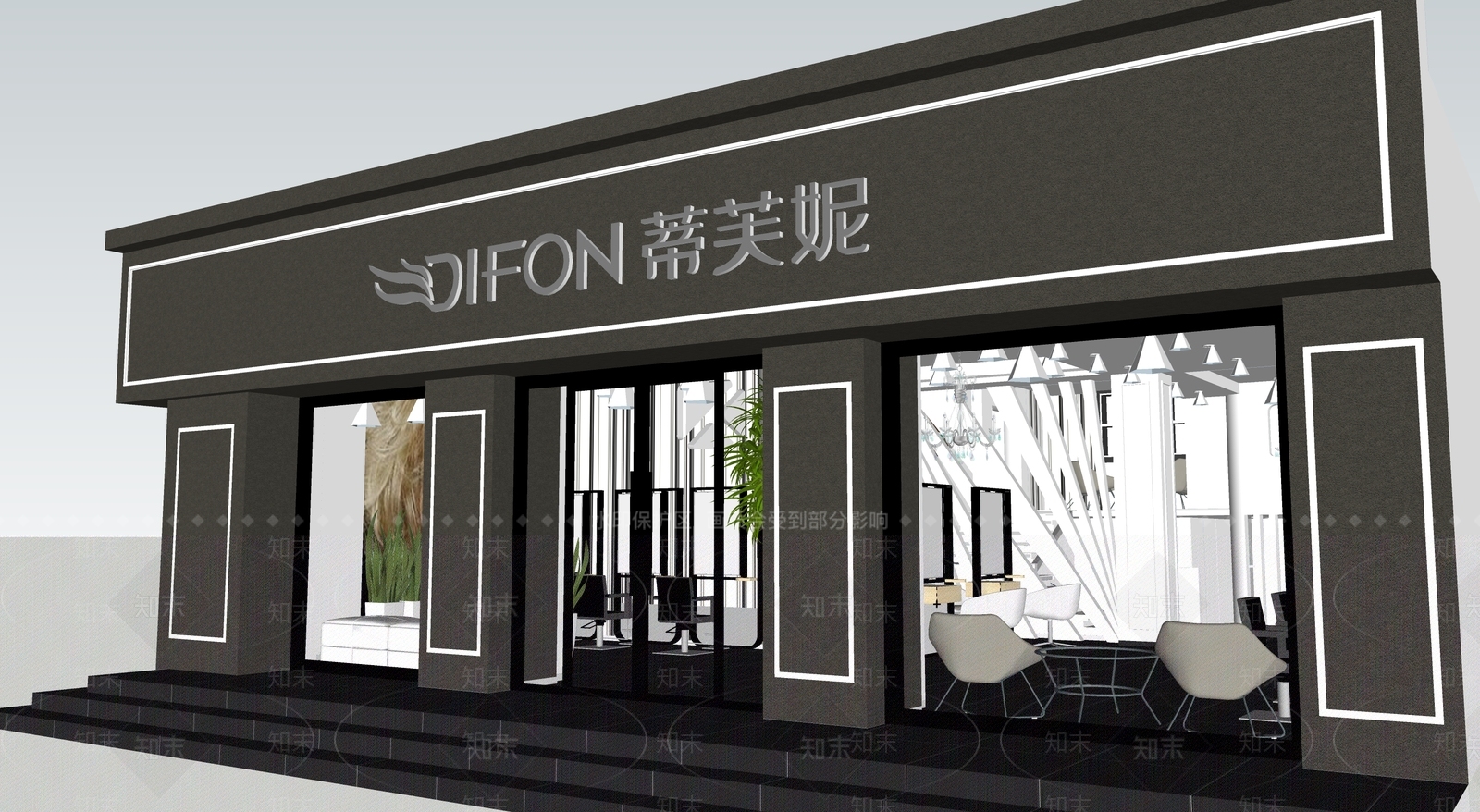 新中式中式理发店SU模型下载【ID:1162927908】