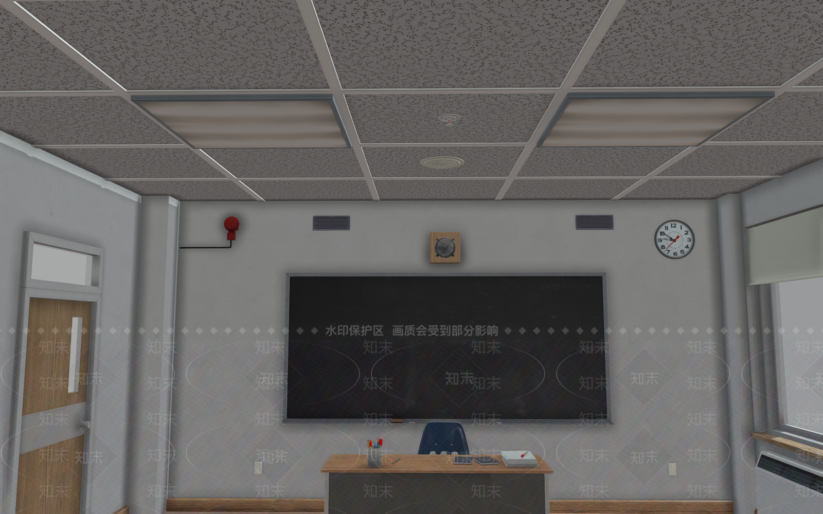 现代中式教室3D模型下载【ID:1162929139】
