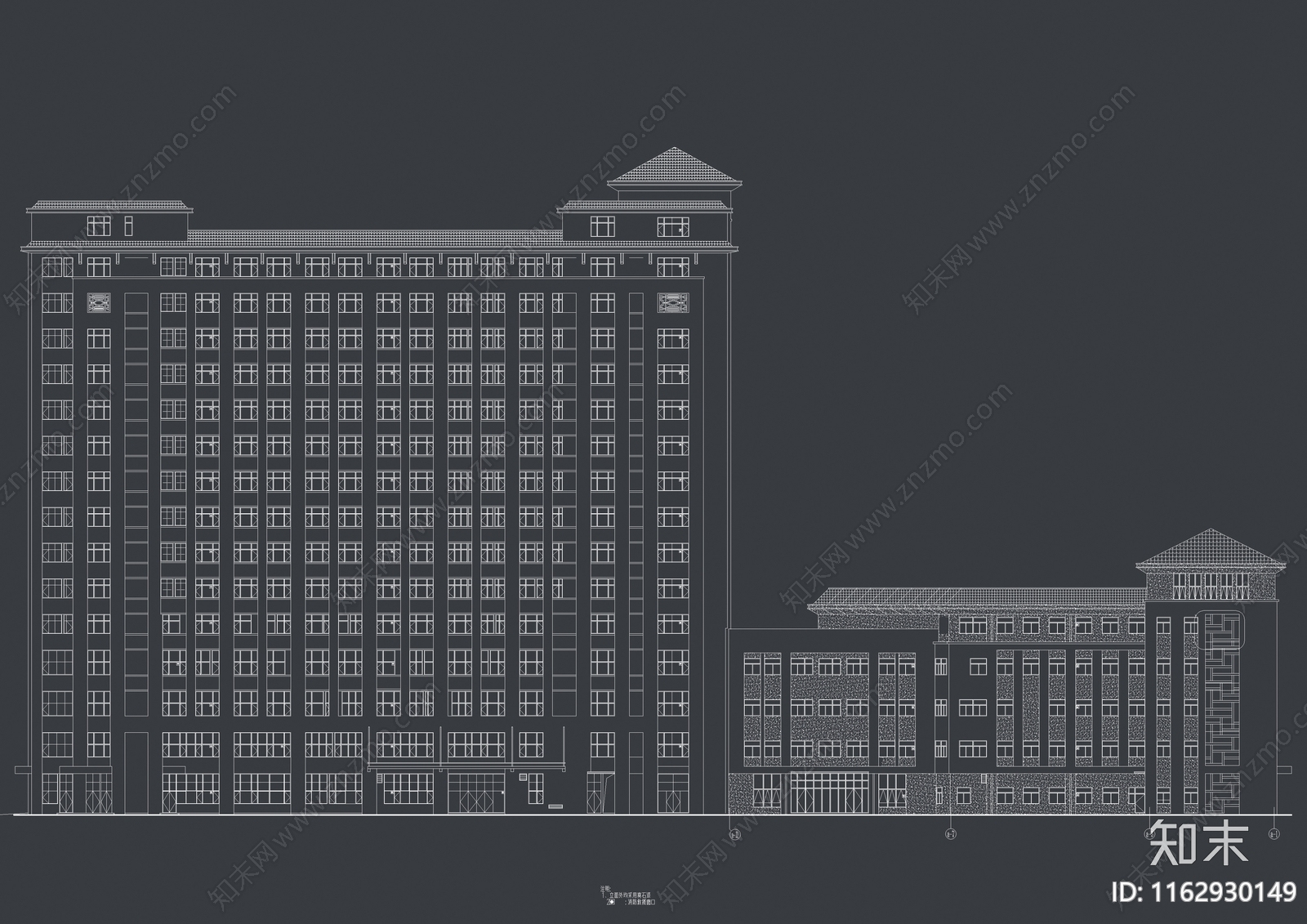 中式新中式医院建筑cad施工图下载【ID:1162930149】