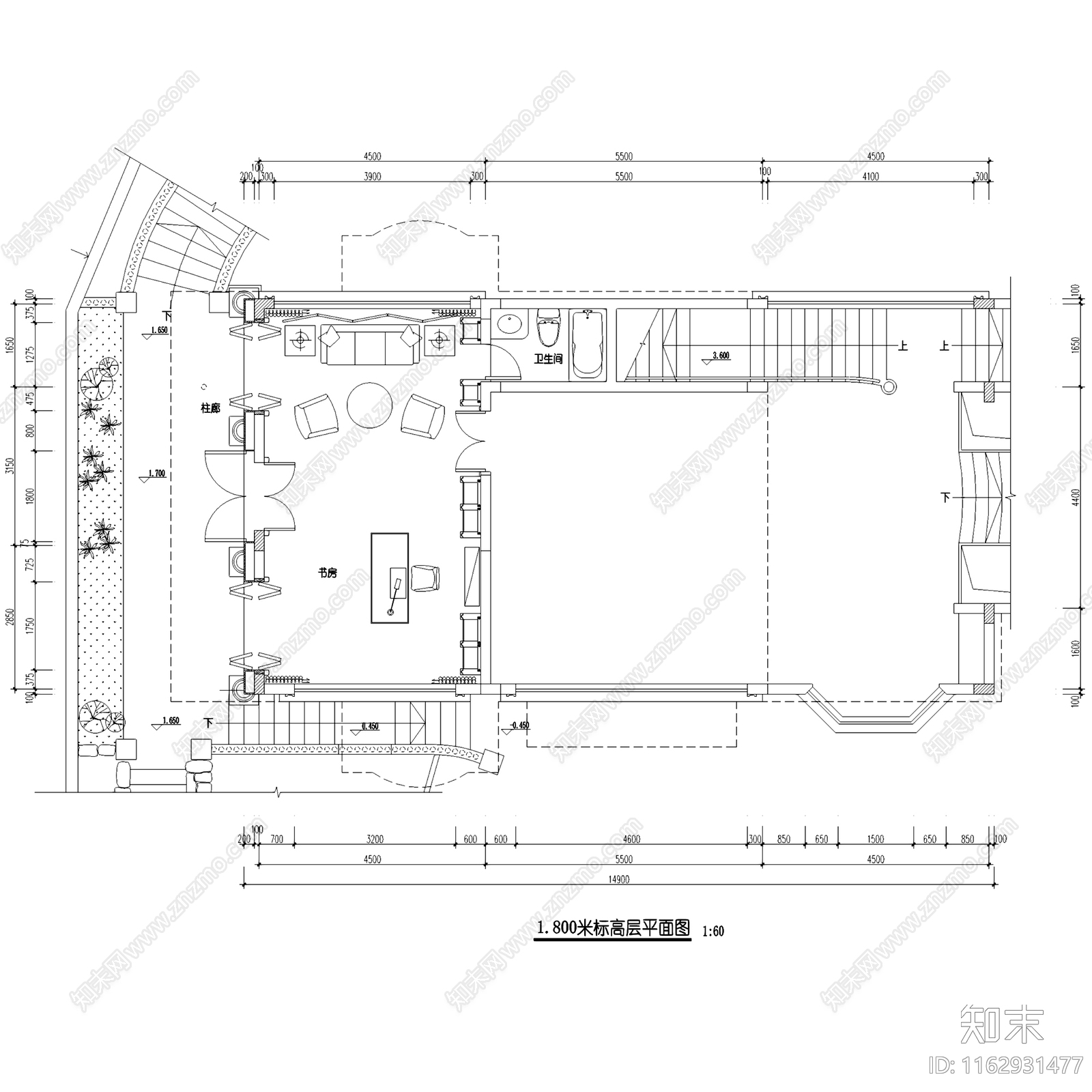 欧式银湖二层别墅室内家装cad施工图下载【ID:1162931477】