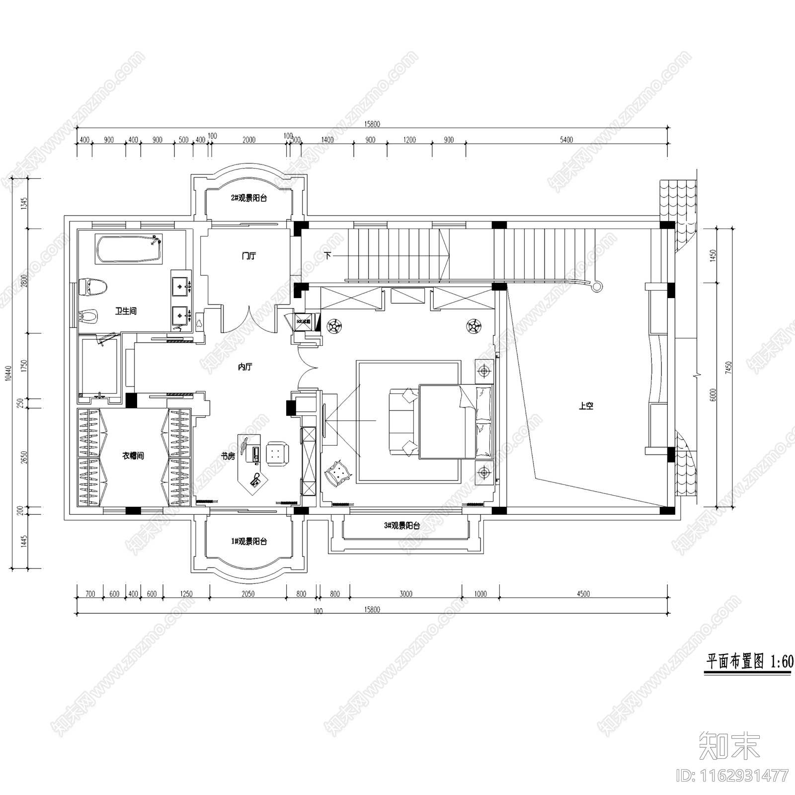 欧式银湖二层别墅室内家装cad施工图下载【ID:1162931477】