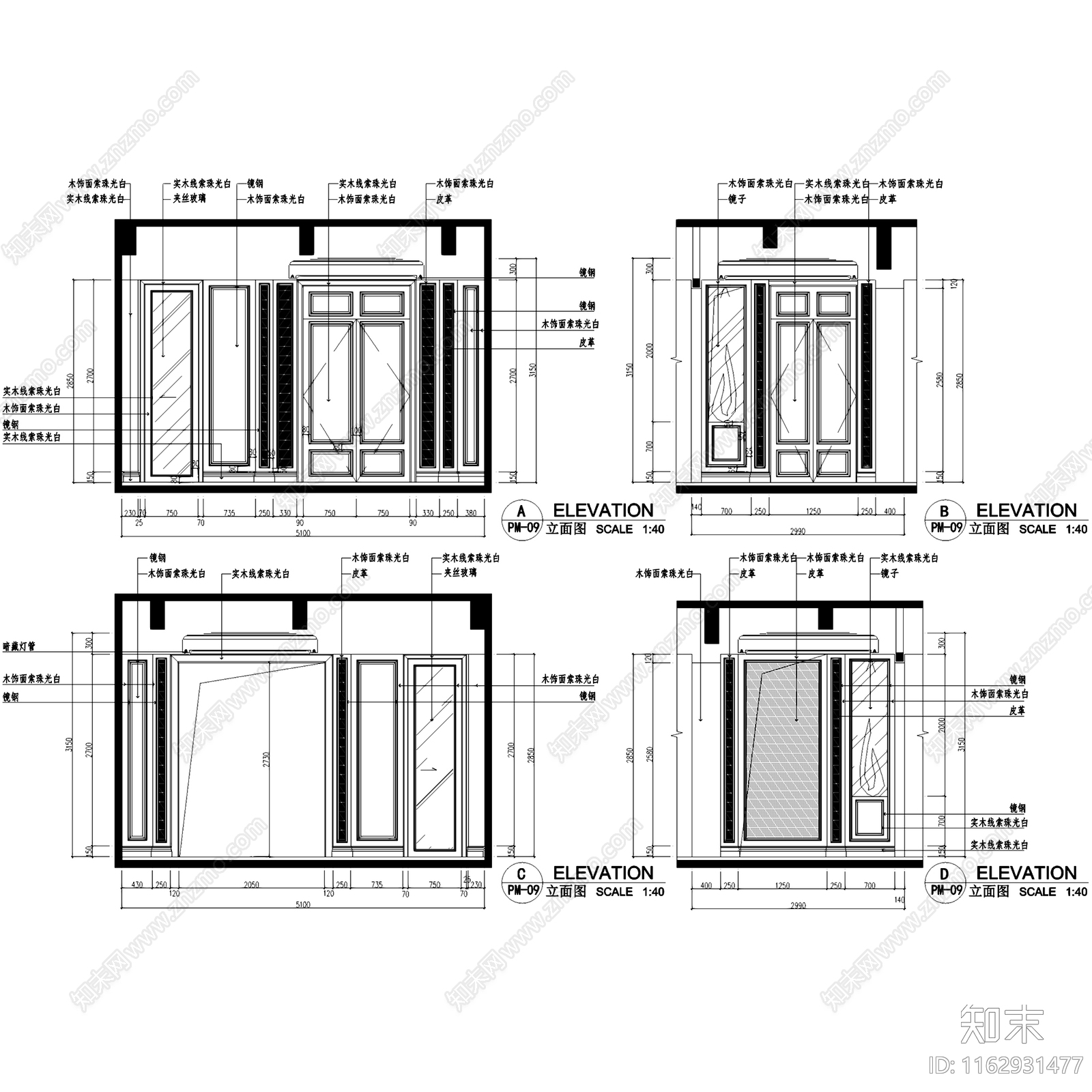 欧式银湖二层别墅室内家装cad施工图下载【ID:1162931477】