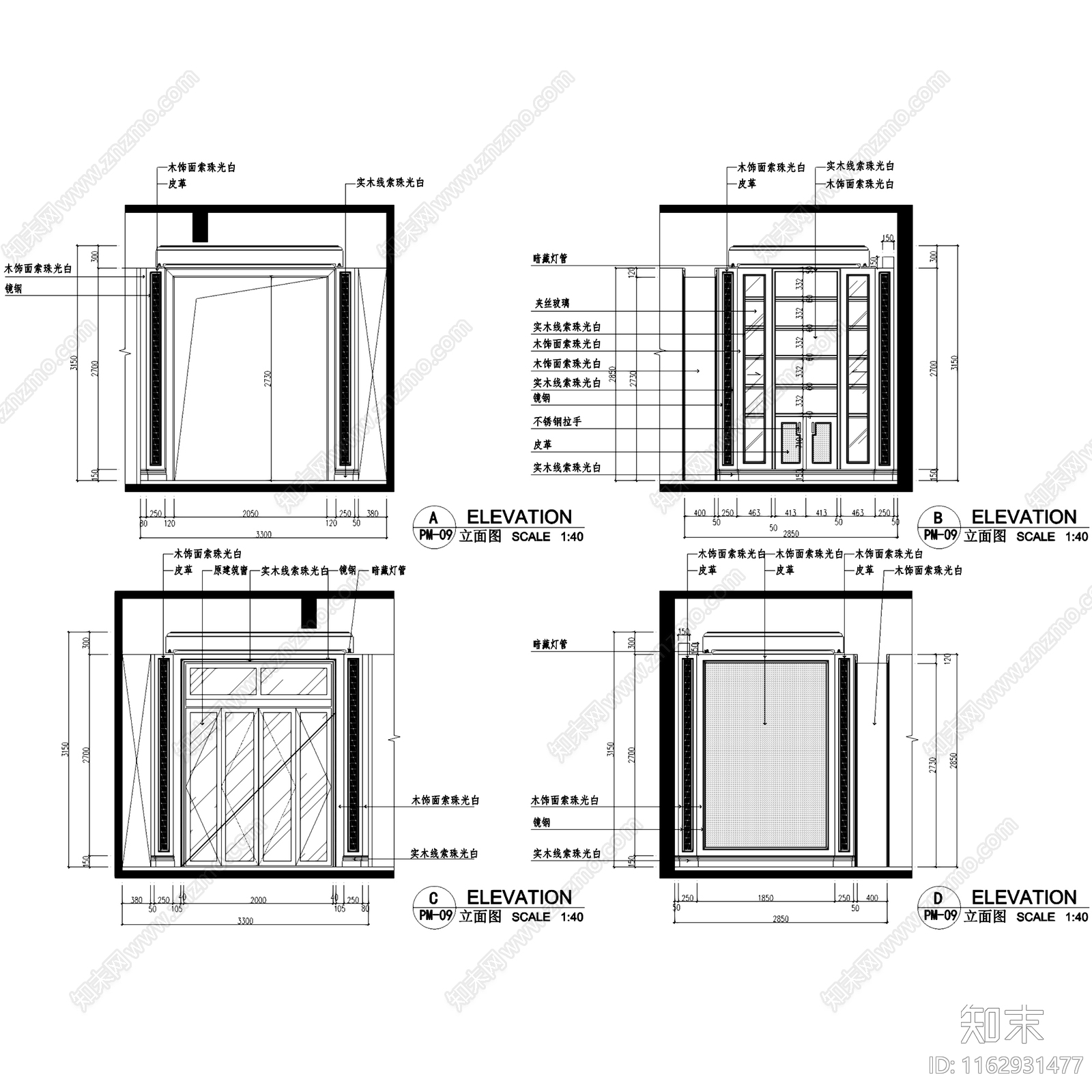 欧式银湖二层别墅室内家装cad施工图下载【ID:1162931477】