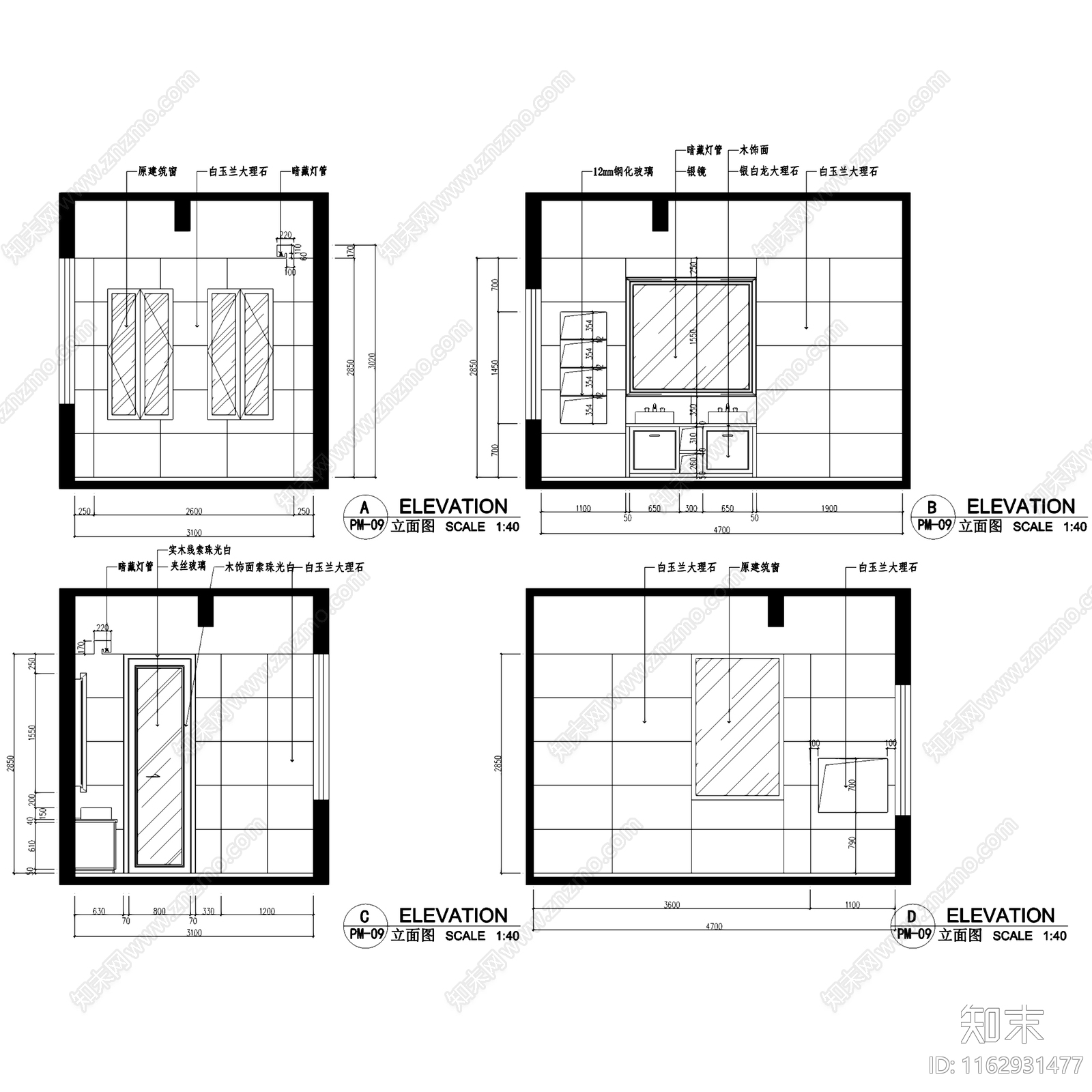 欧式银湖二层别墅室内家装cad施工图下载【ID:1162931477】