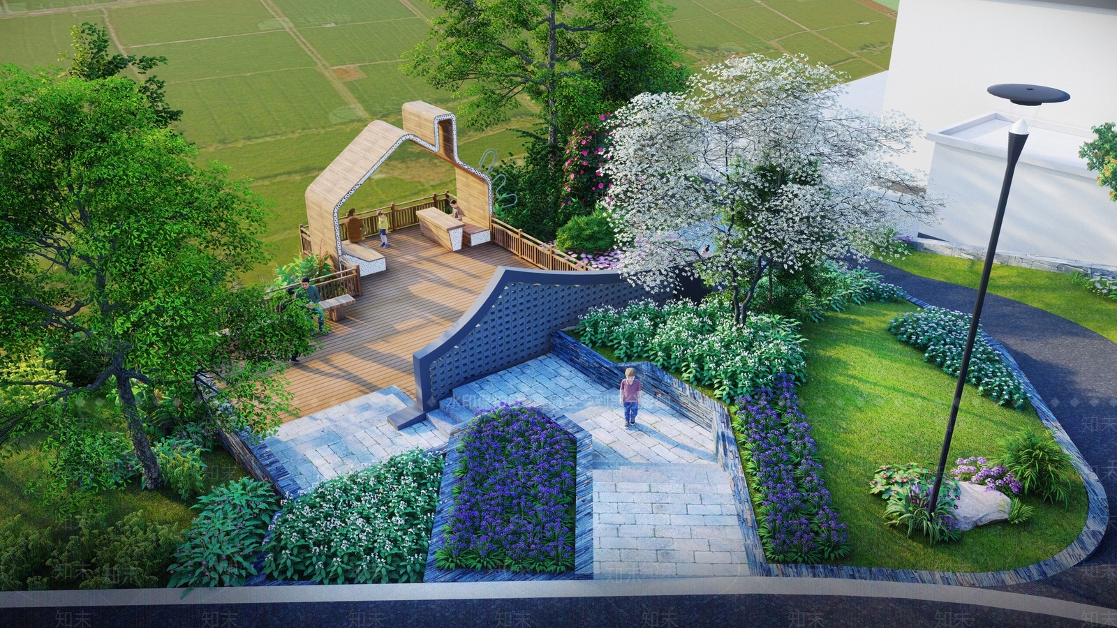 新中式广场景观SU模型下载【ID:1162931765】