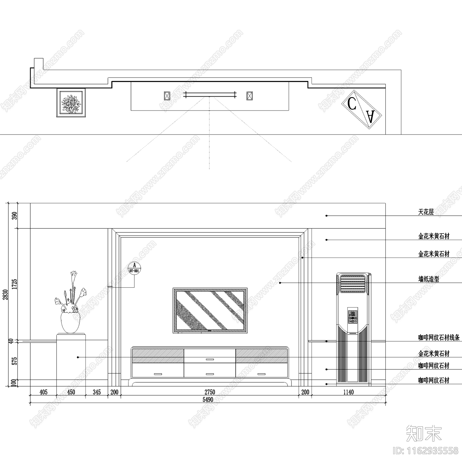 现代简约奥林匹克花园大平层室内家装cad施工图下载【ID:1162935558】