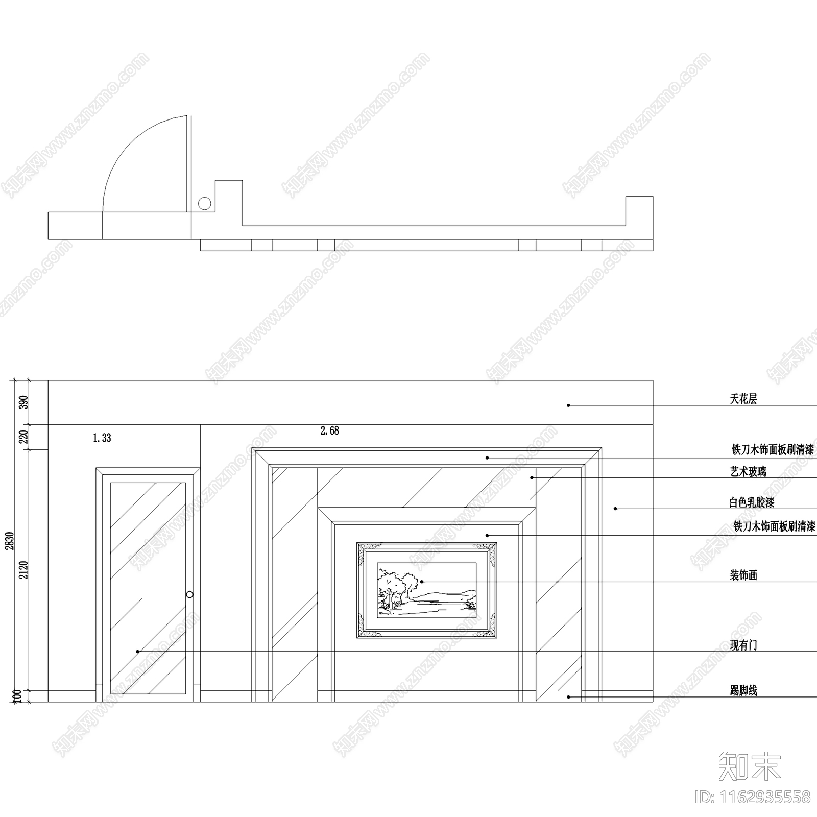 现代简约奥林匹克花园大平层室内家装cad施工图下载【ID:1162935558】