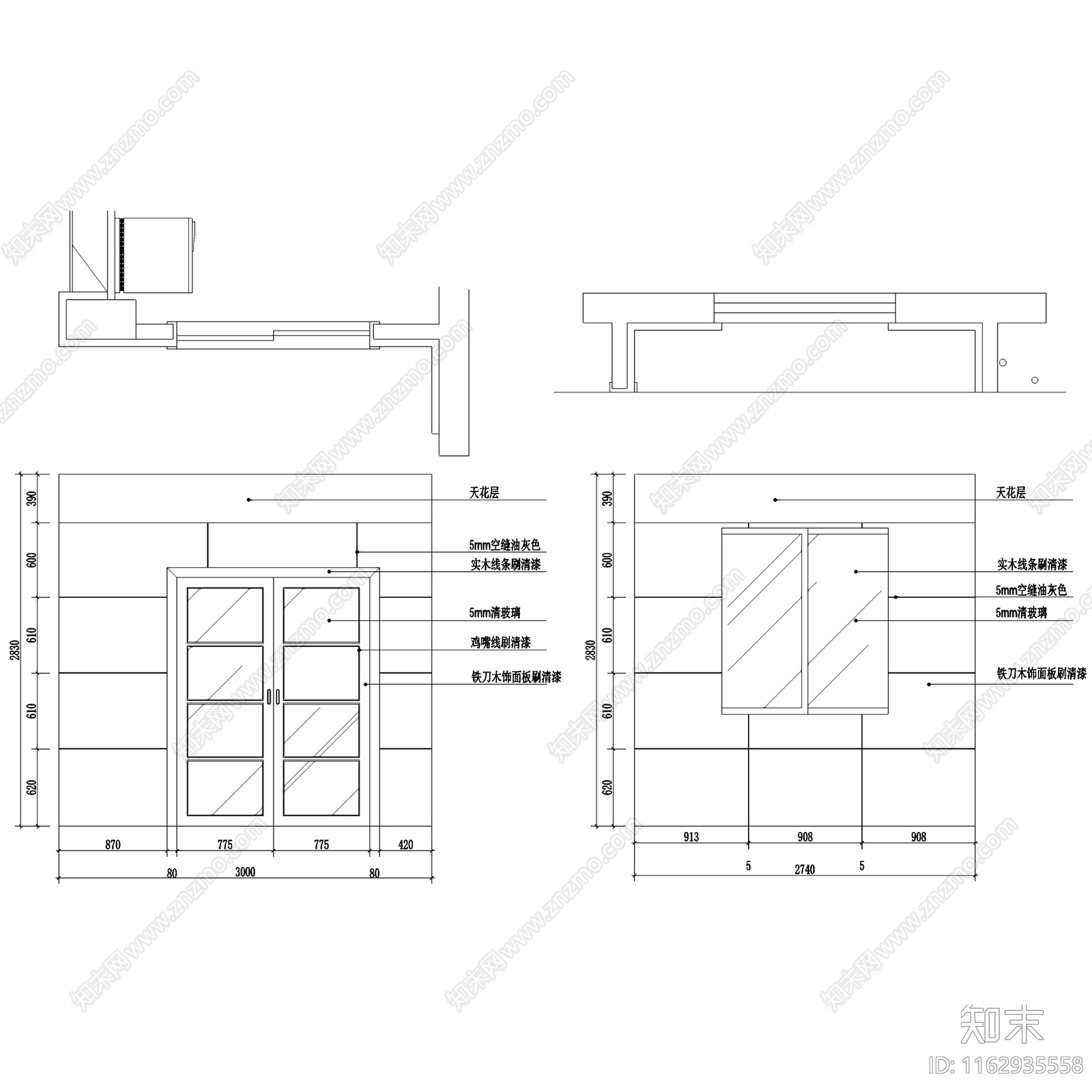 现代简约奥林匹克花园大平层室内家装cad施工图下载【ID:1162935558】