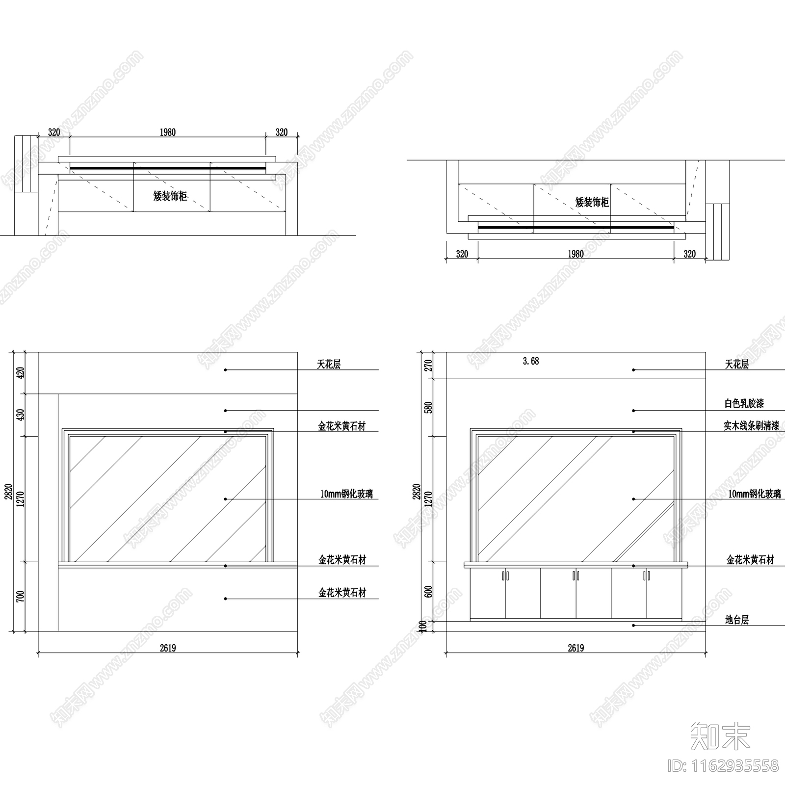 现代简约奥林匹克花园大平层室内家装cad施工图下载【ID:1162935558】