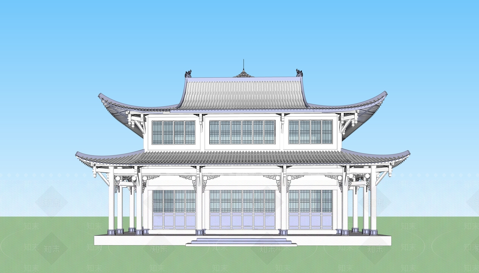 中式佛堂SU模型下载【ID:1162936286】