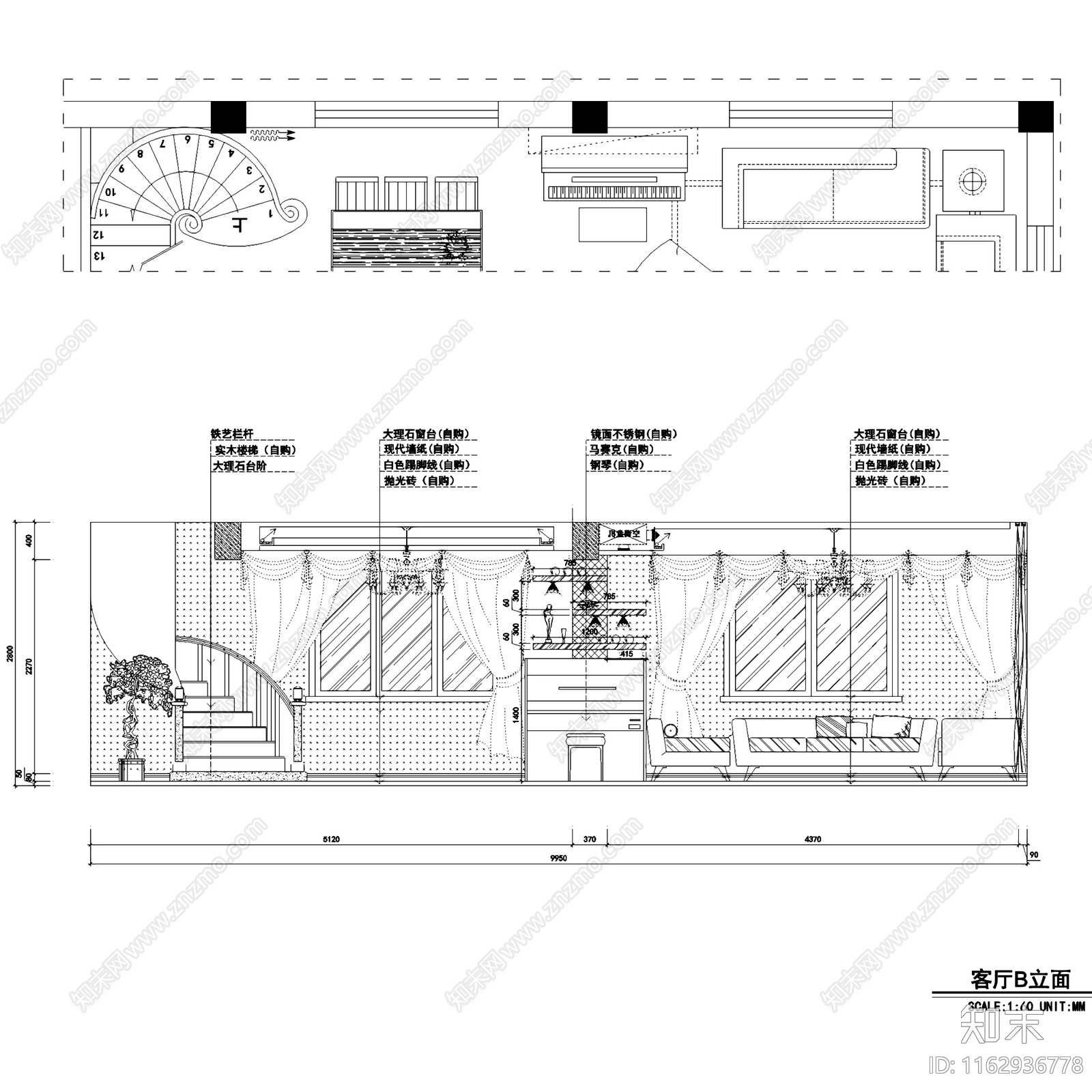 简欧虹桥花园二层复式跃层室内家装cad施工图下载【ID:1162936778】