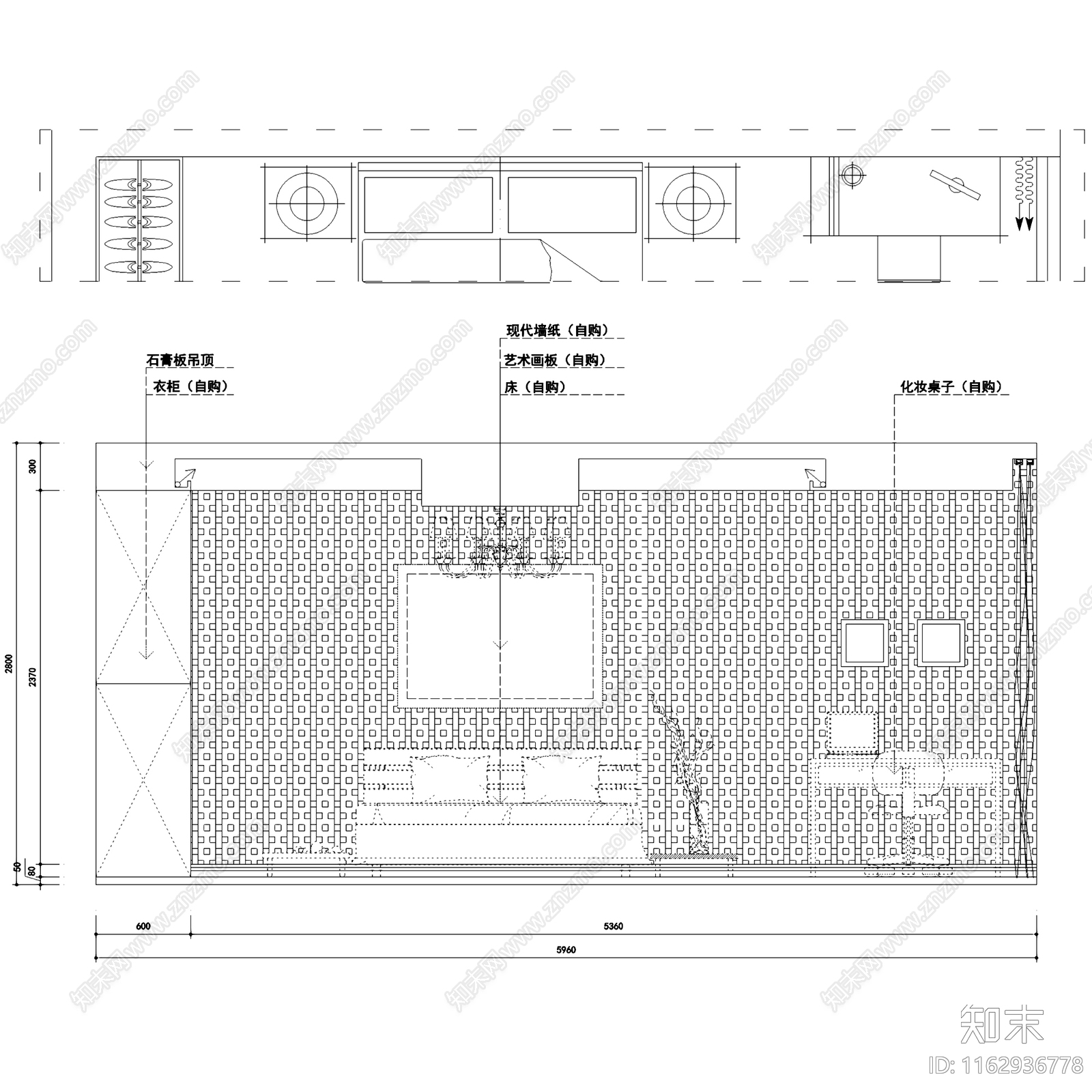 简欧虹桥花园二层复式跃层室内家装cad施工图下载【ID:1162936778】