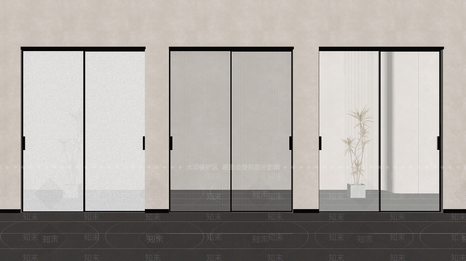 现代简约推拉门SU模型下载【ID:1162940429】