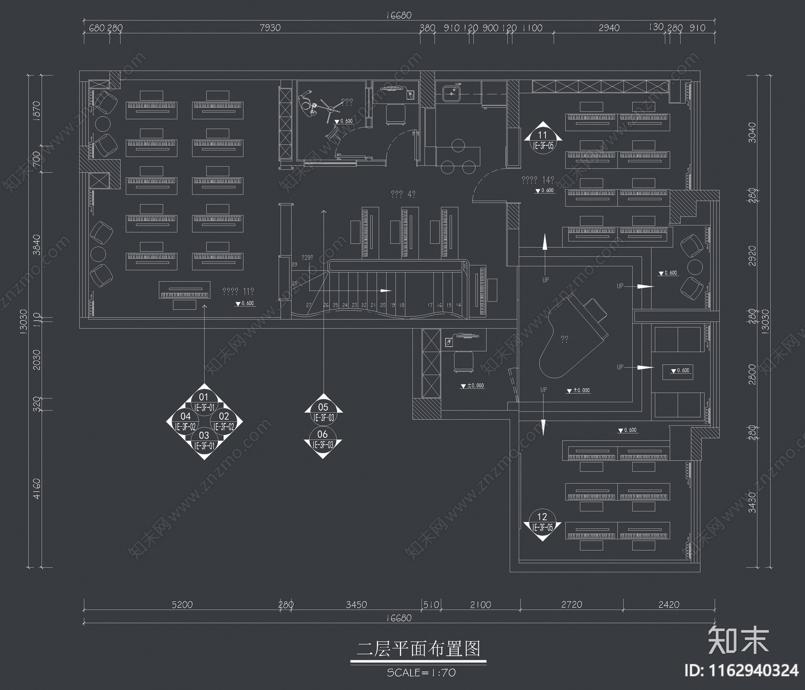 现代简约教室cad施工图下载【ID:1162940324】
