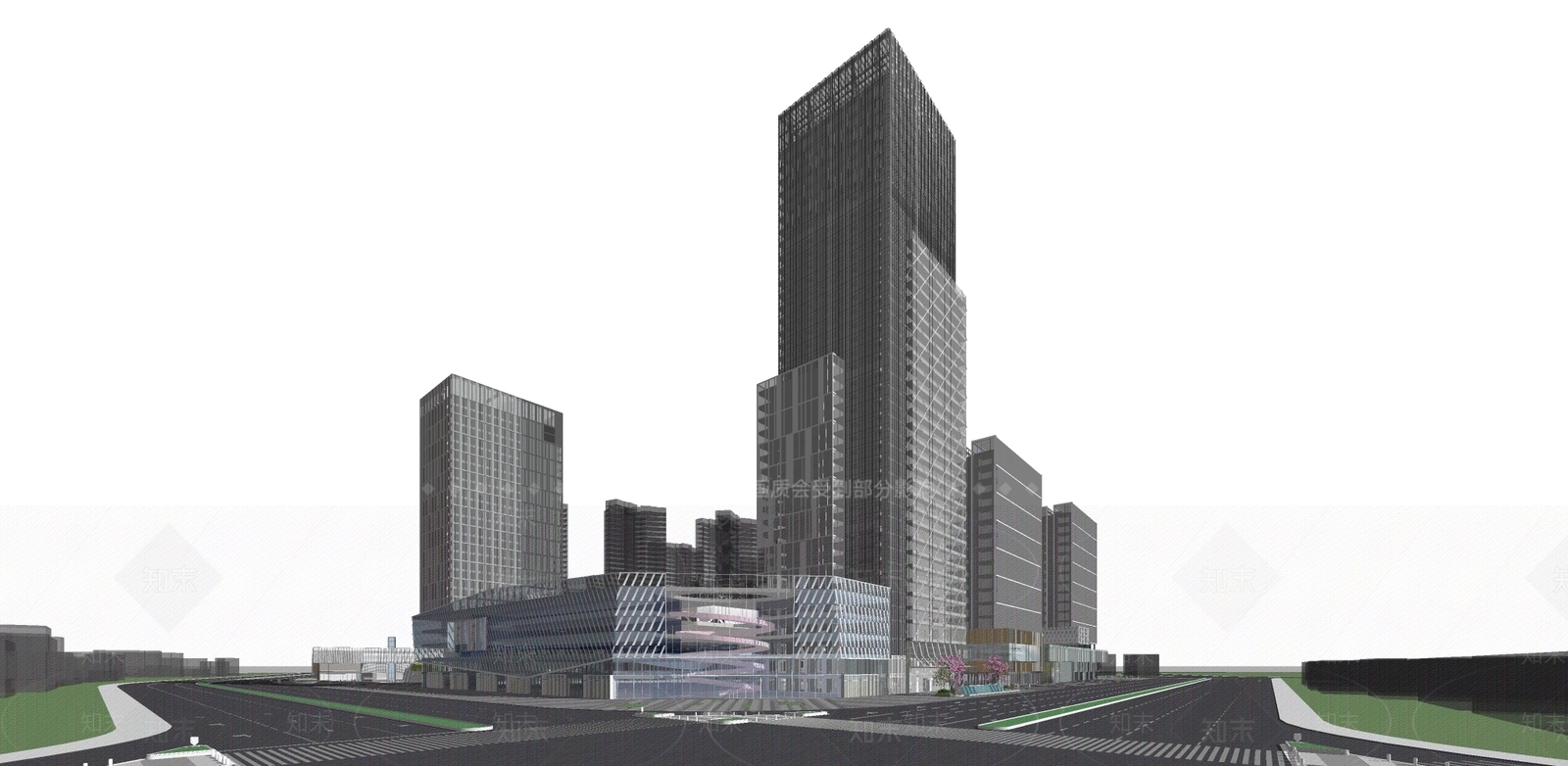 现代商场建筑SU模型下载【ID:1162940694】