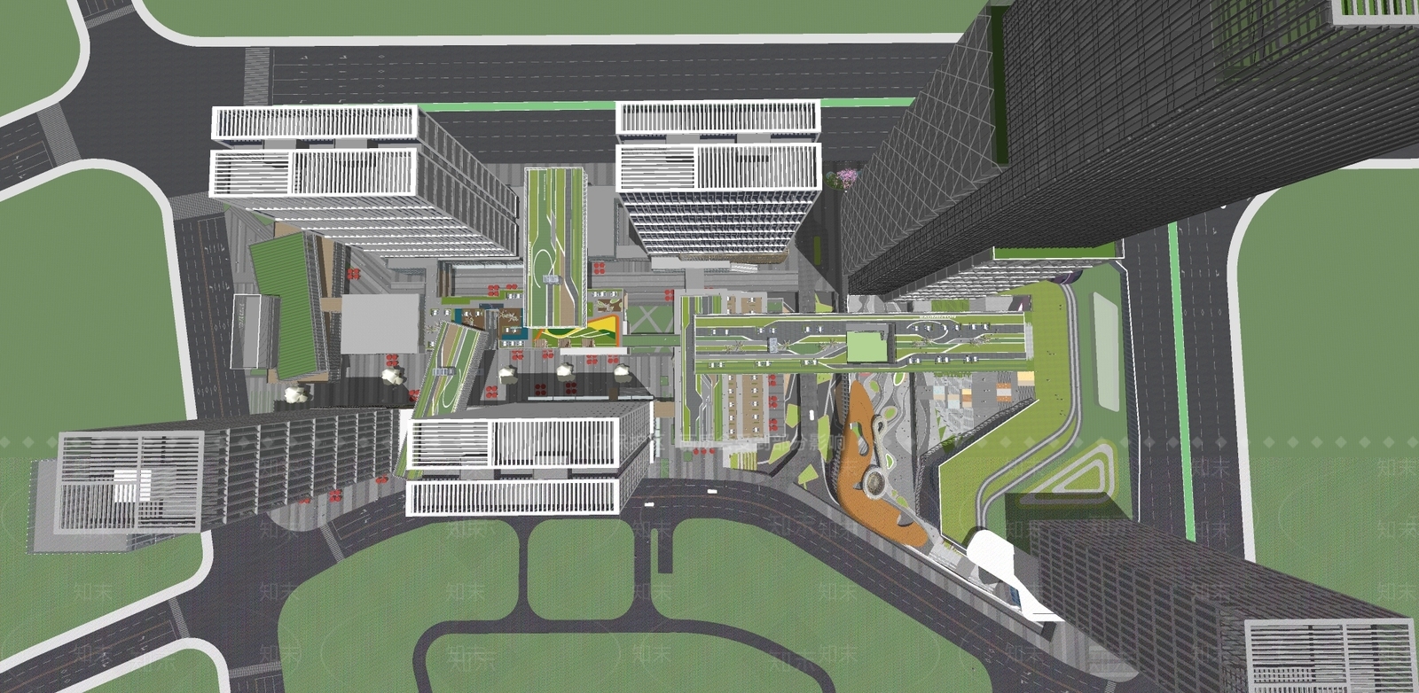 现代商场建筑SU模型下载【ID:1162940694】