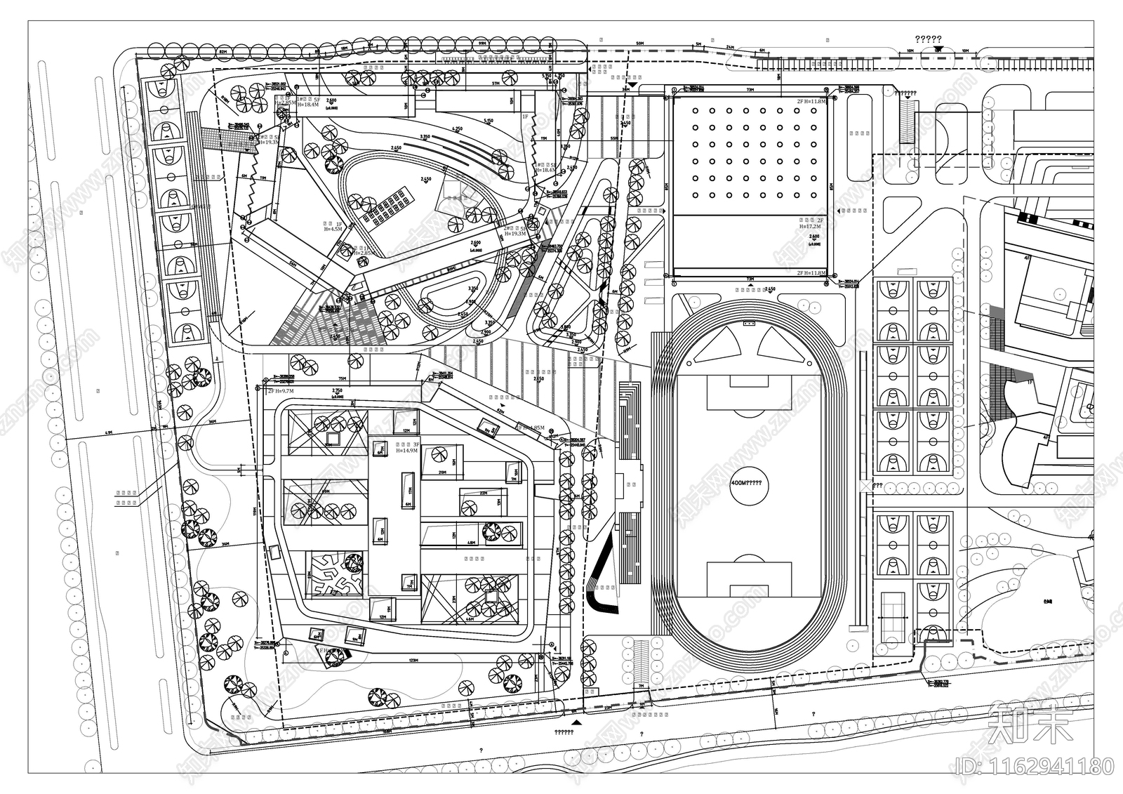 现代学校建筑cad施工图下载【ID:1162941180】