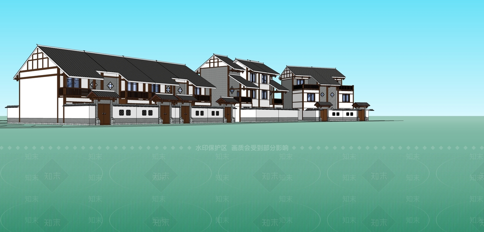 中式乡村民房SU模型下载【ID:1162942200】