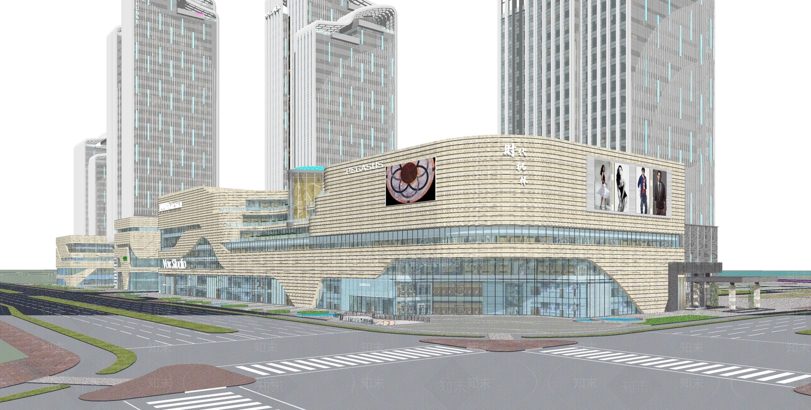 现代商场建筑SU模型下载【ID:1162942945】