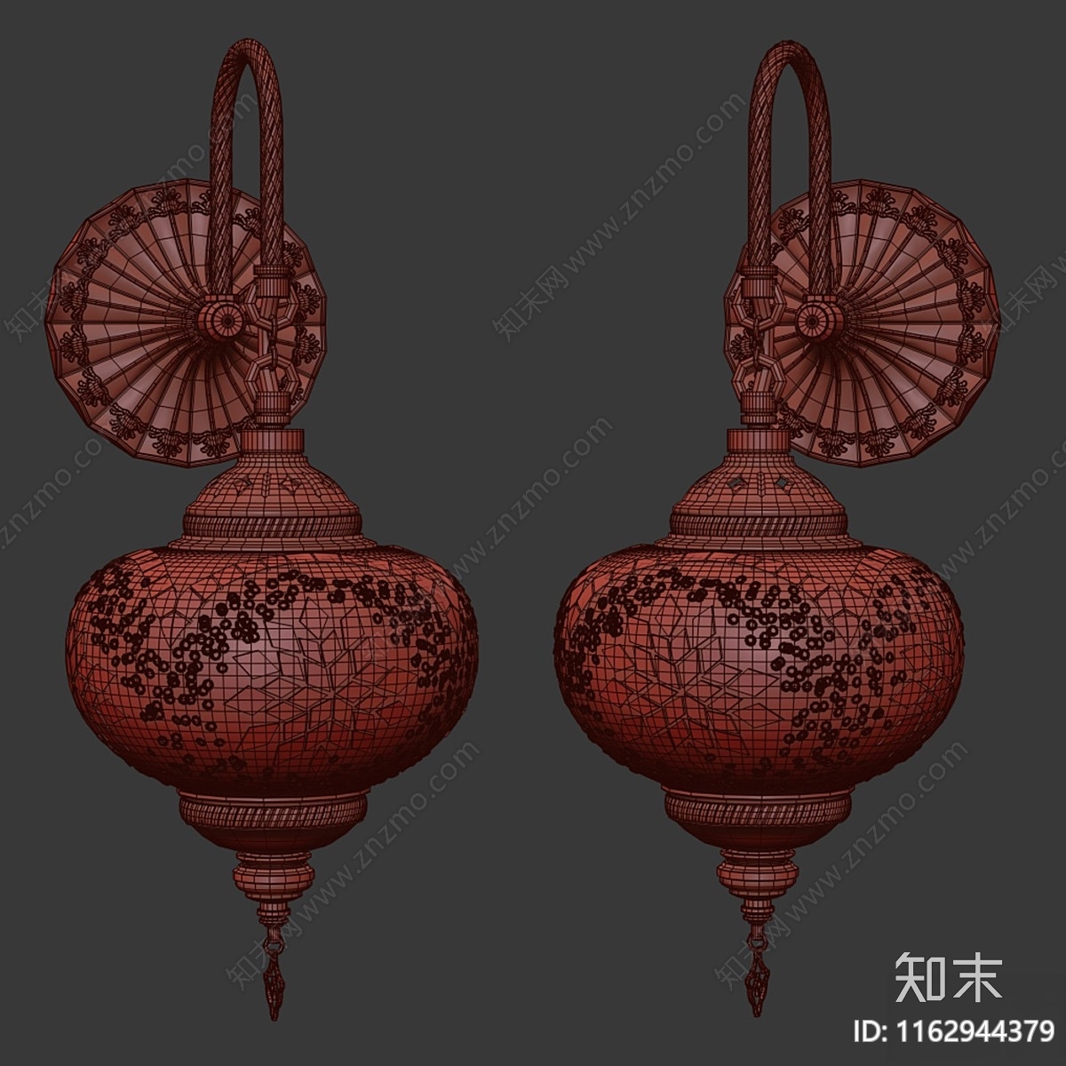 现代新中式壁灯3D模型下载【ID:1162944379】