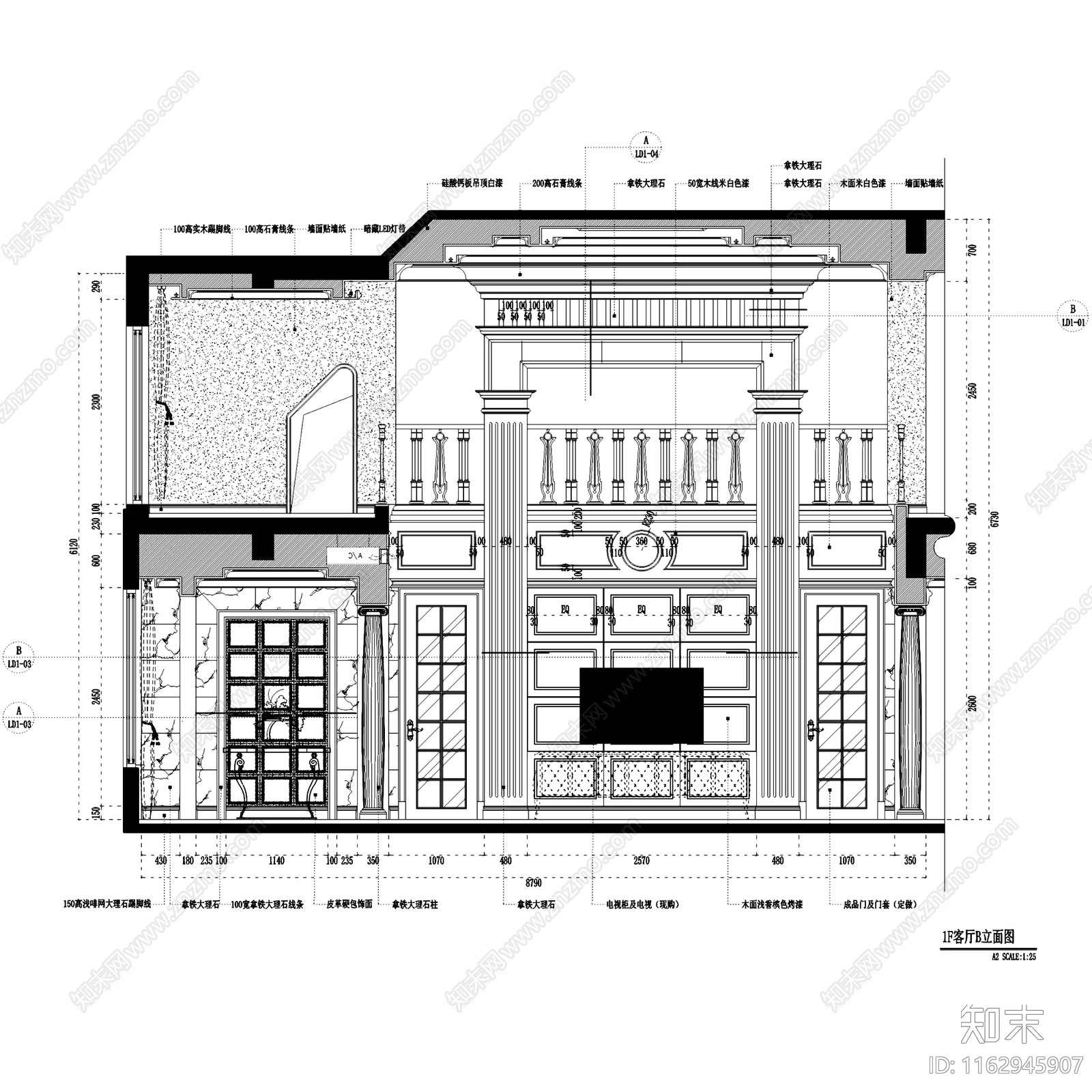 欧式中庚紫金香山二层复式跃层室内家装cad施工图下载【ID:1162945907】