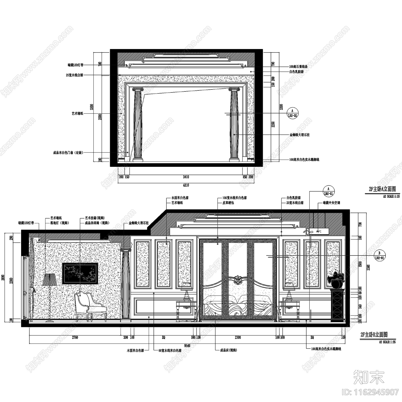 欧式中庚紫金香山二层复式跃层室内家装cad施工图下载【ID:1162945907】