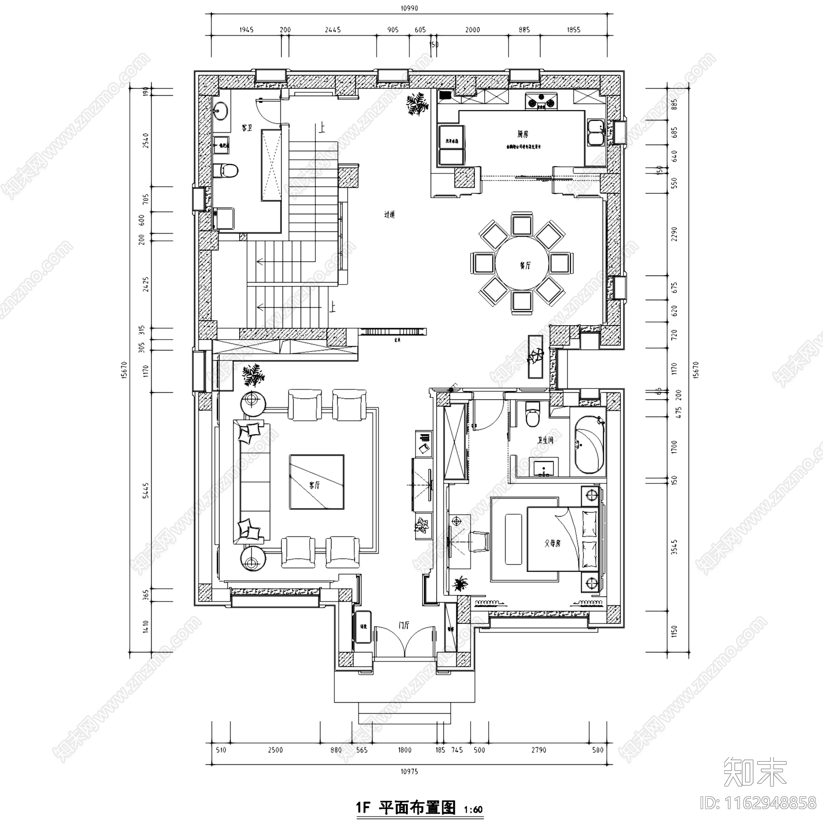 中式新中式三层别墅室内家装cad施工图下载【ID:1162948858】