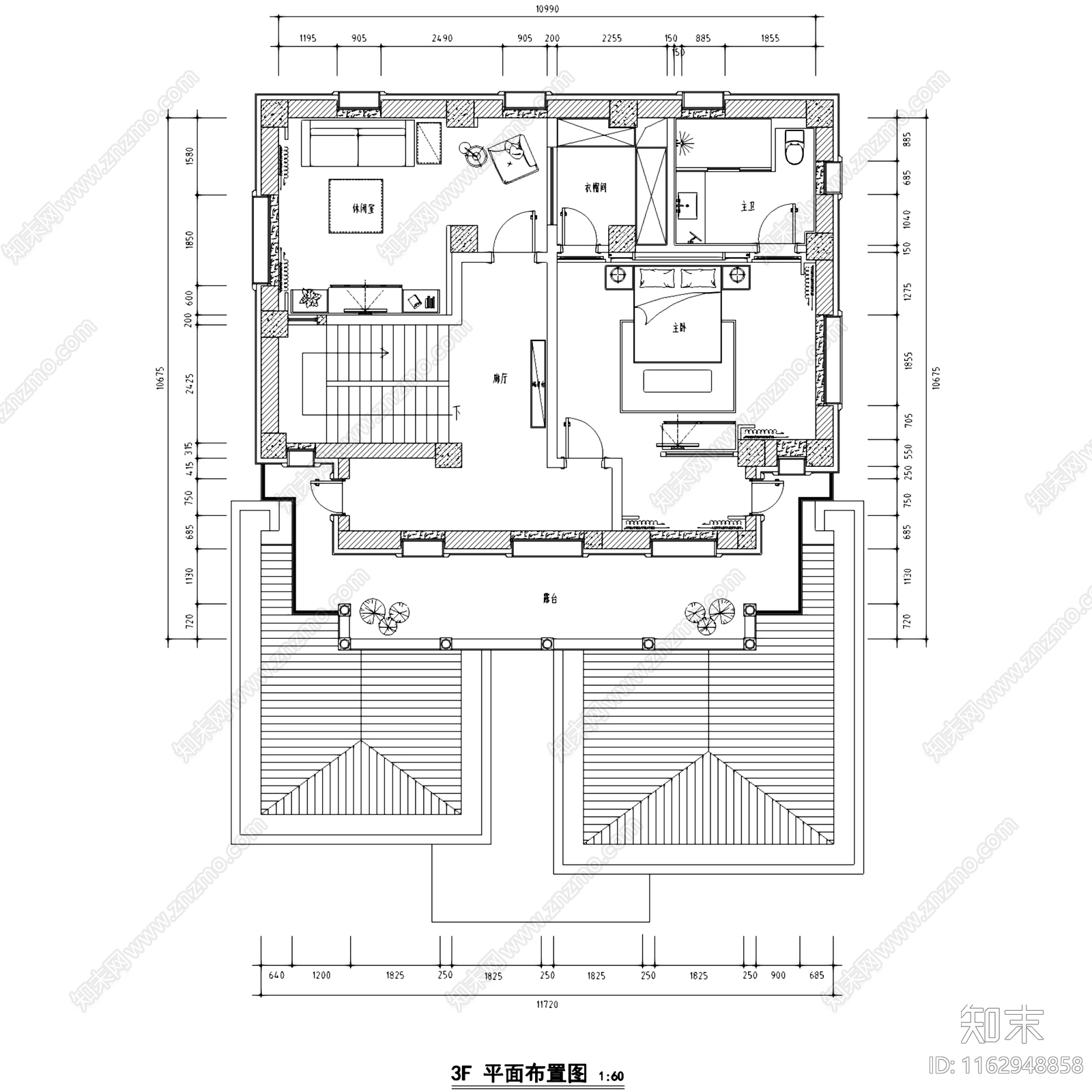 中式新中式三层别墅室内家装cad施工图下载【ID:1162948858】