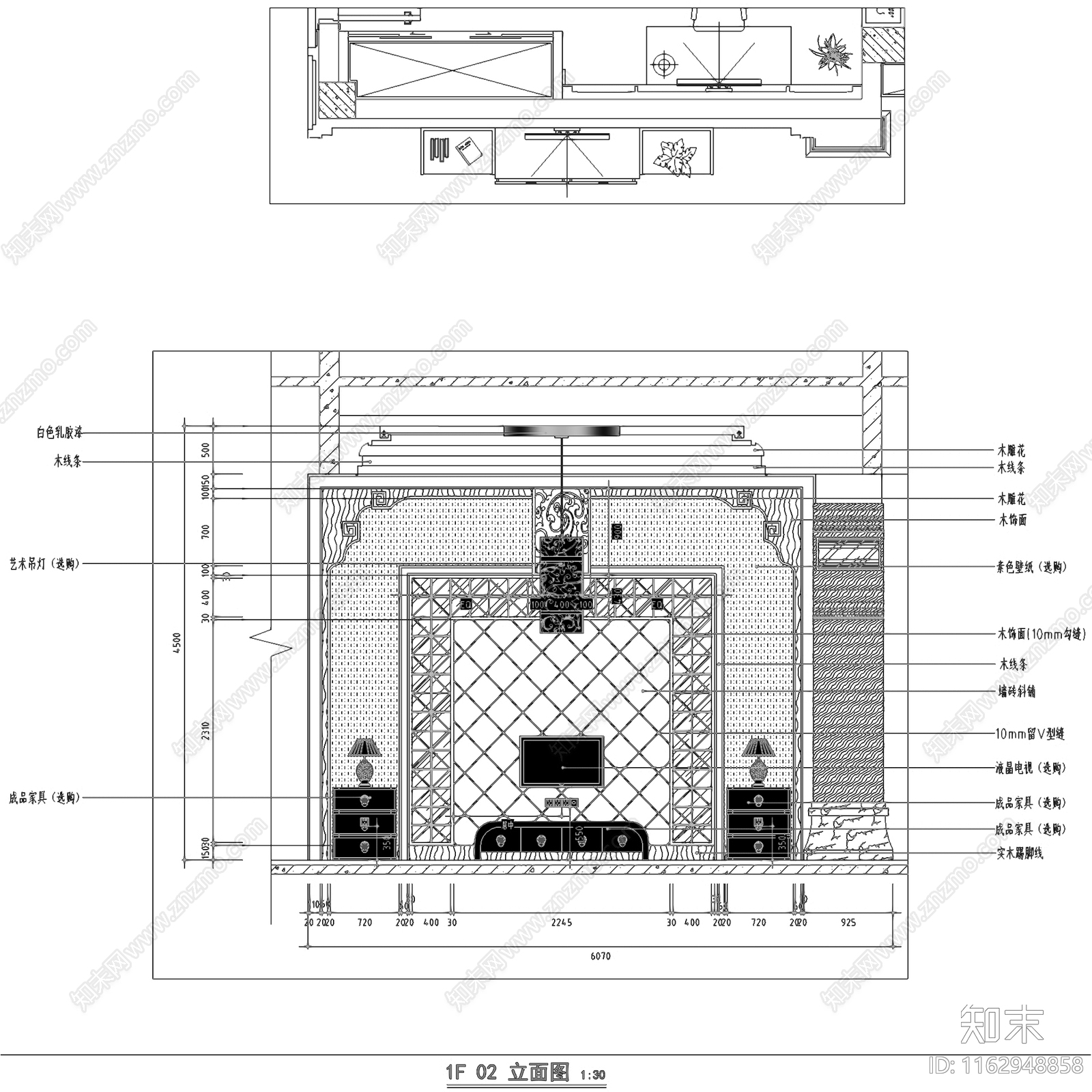 中式新中式三层别墅室内家装cad施工图下载【ID:1162948858】