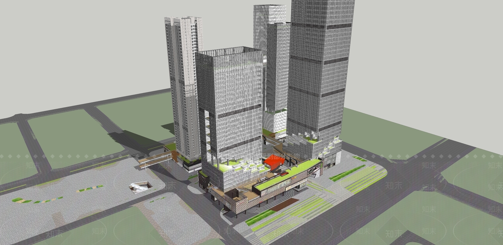 现代商场建筑SU模型下载【ID:1162951792】