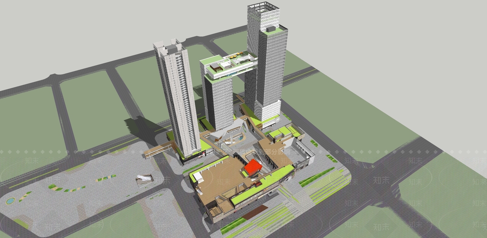 现代商场建筑SU模型下载【ID:1162951792】