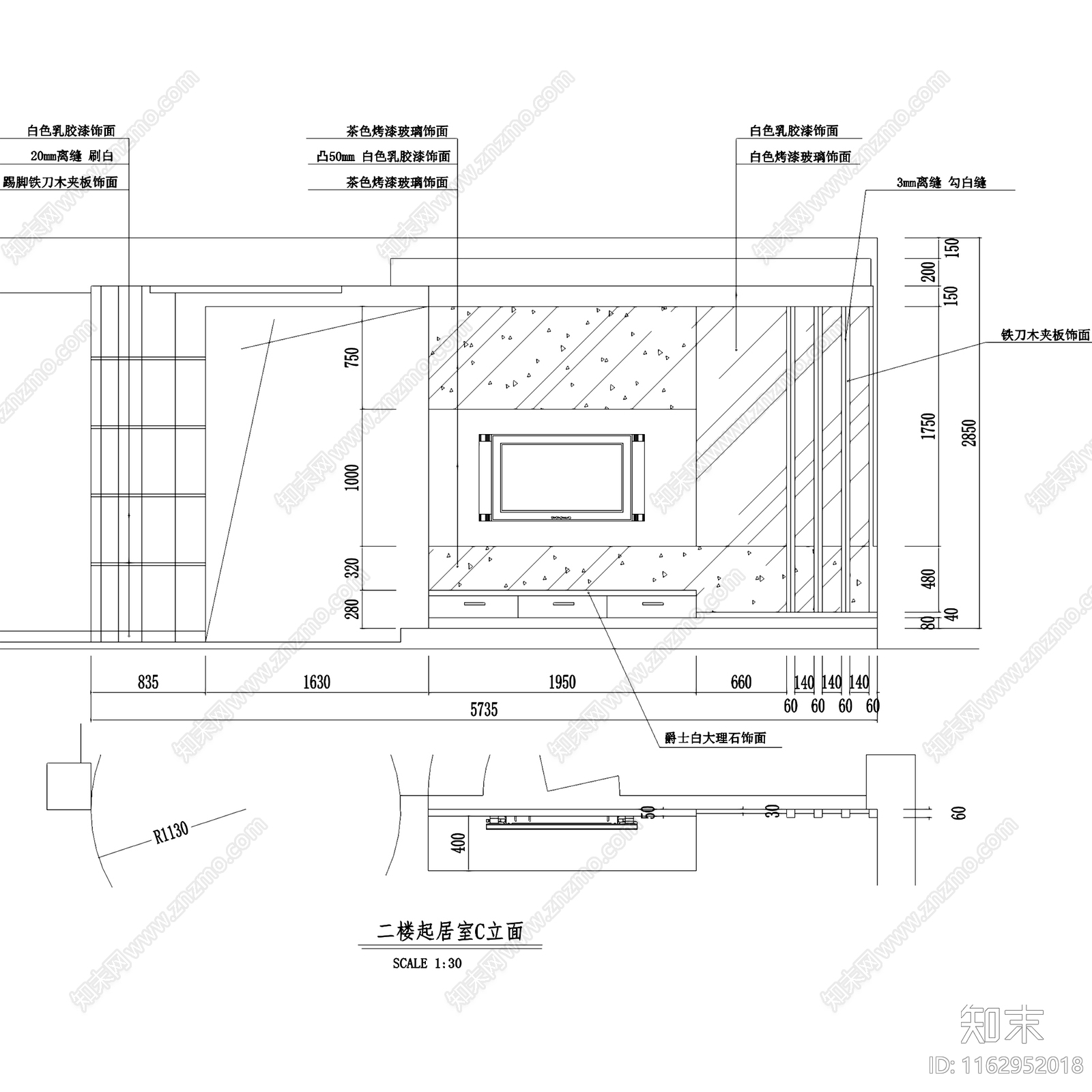 现代简约三层别墅室内家装cad施工图下载【ID:1162952018】