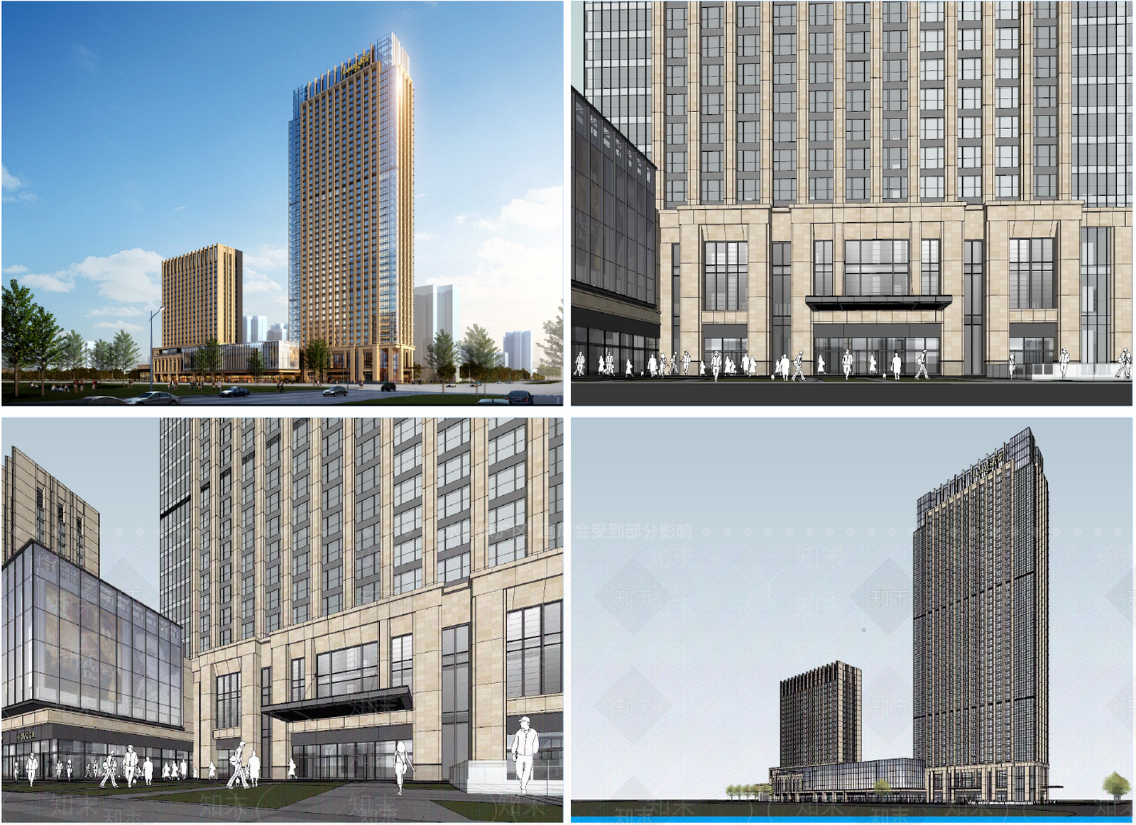 新中式现代酒店建筑SU模型下载【ID:1162956475】
