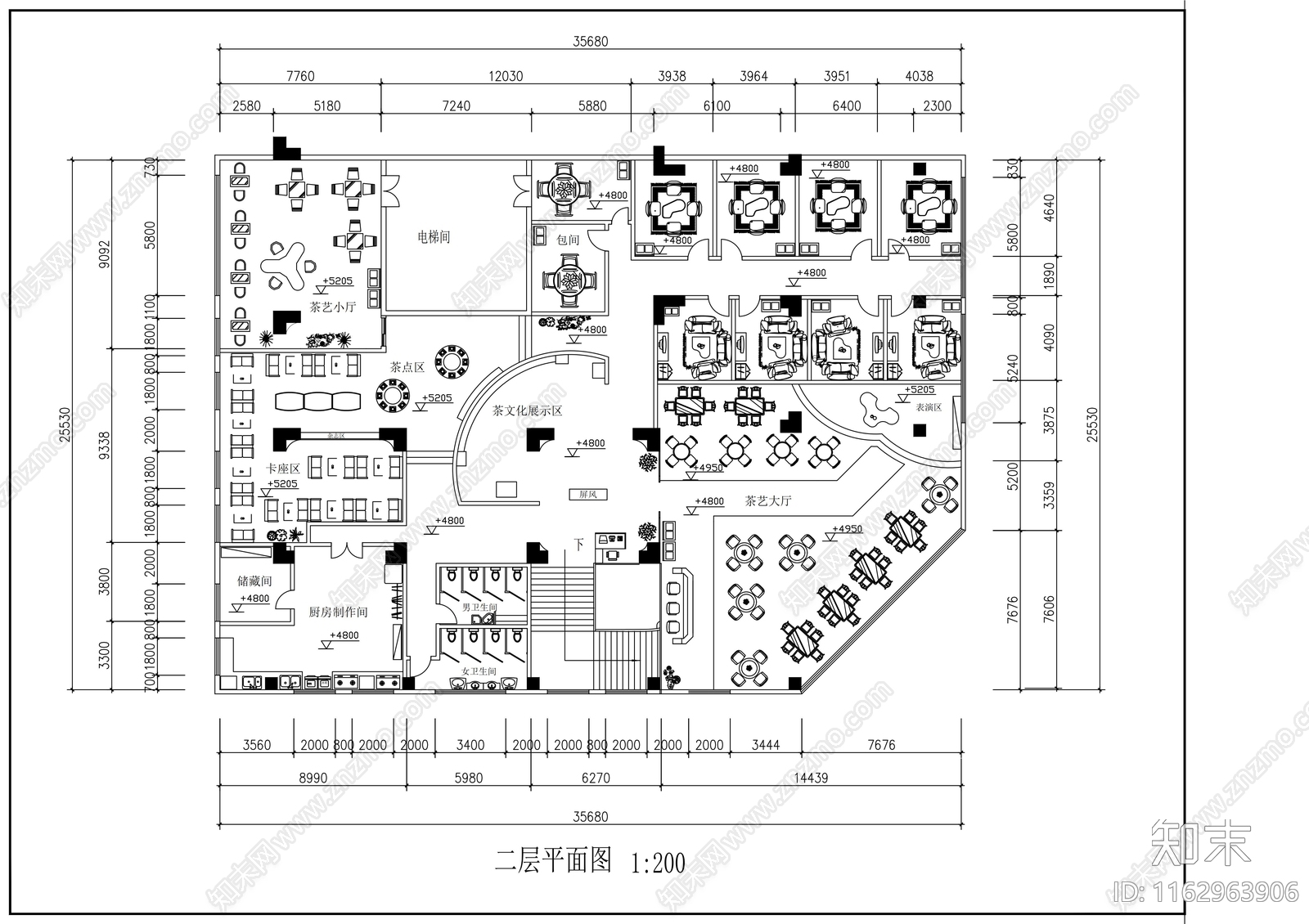 现代茶馆cad施工图下载【ID:1162963906】