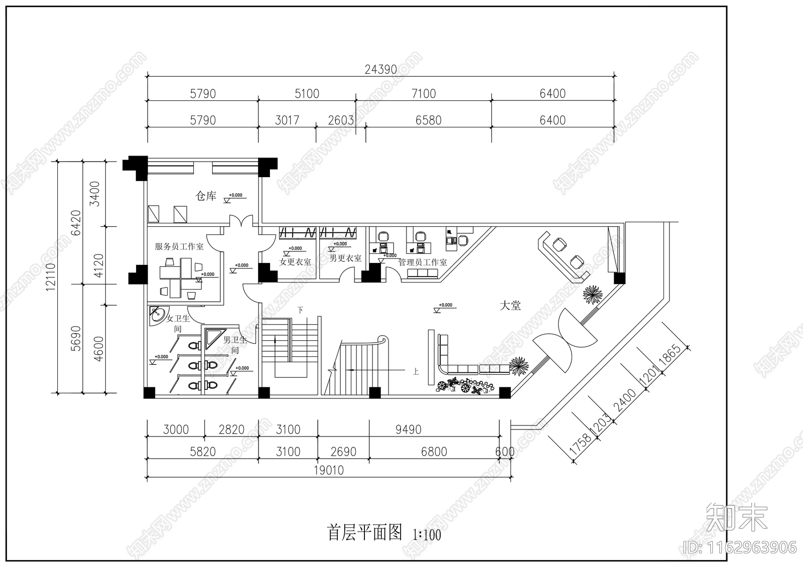 现代茶馆cad施工图下载【ID:1162963906】