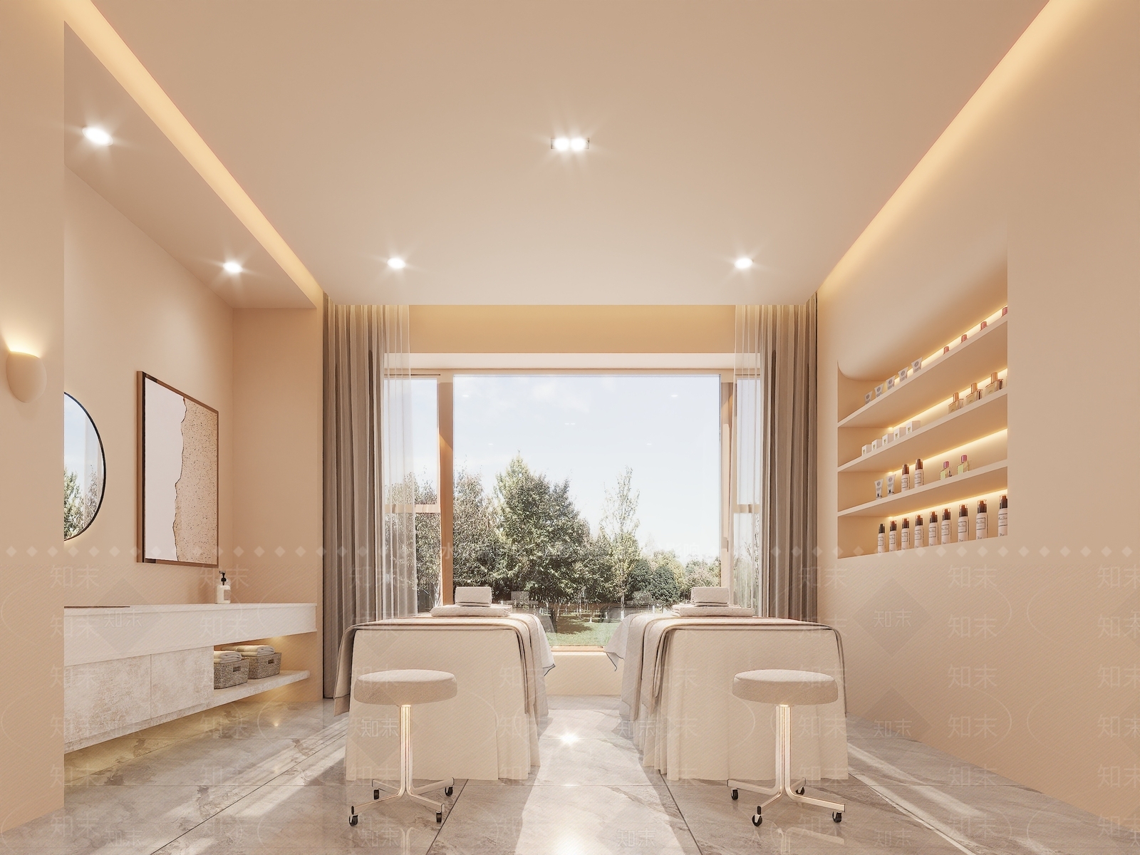 现代奶油美容院3D模型下载【ID:1162966113】