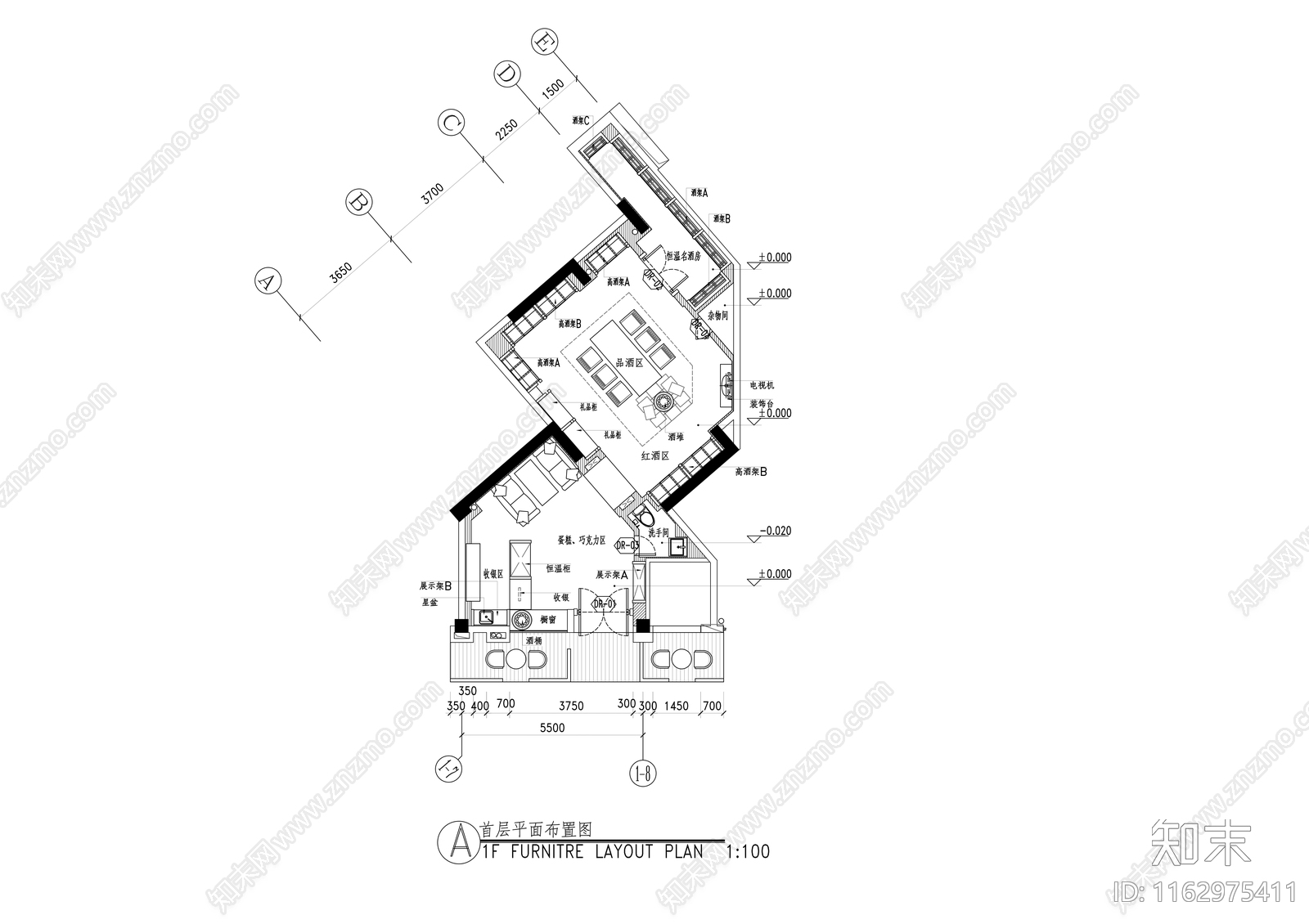 现代酒吧cad施工图下载【ID:1162975411】