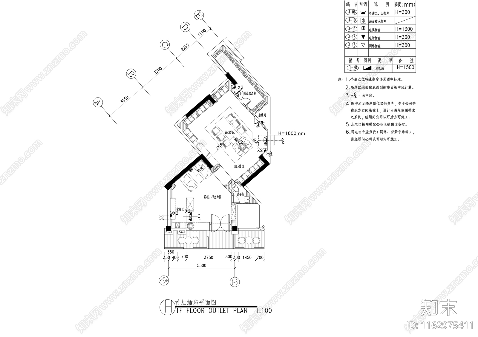 现代酒吧cad施工图下载【ID:1162975411】