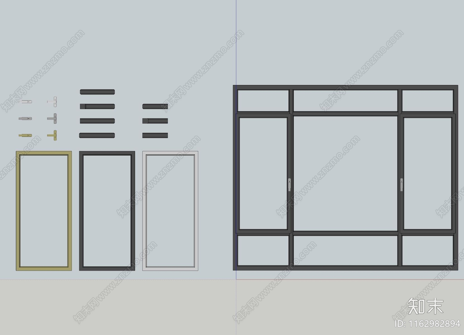 现代窗户组合SU模型下载【ID:1162982894】