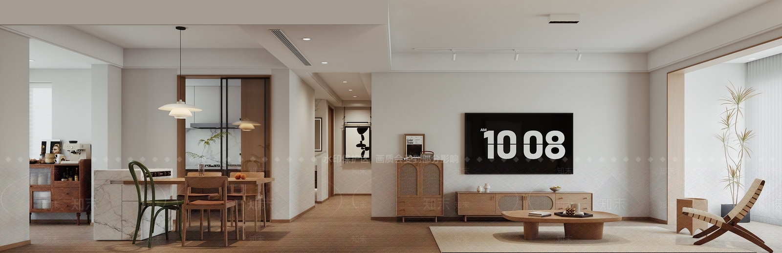 日式原木家居客厅3D模型下载【ID:1162984659】