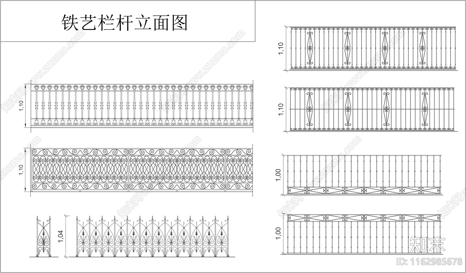 欧式法式栏杆施工图下载【ID:1162985678】