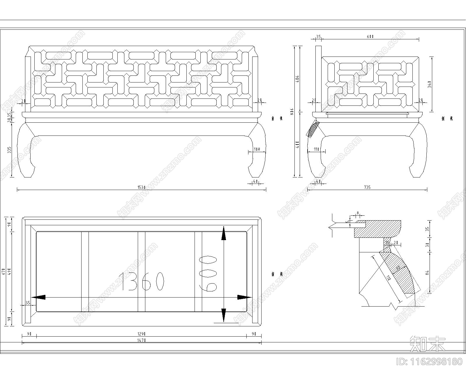 中式沙发施工图下载【ID:1162998180】