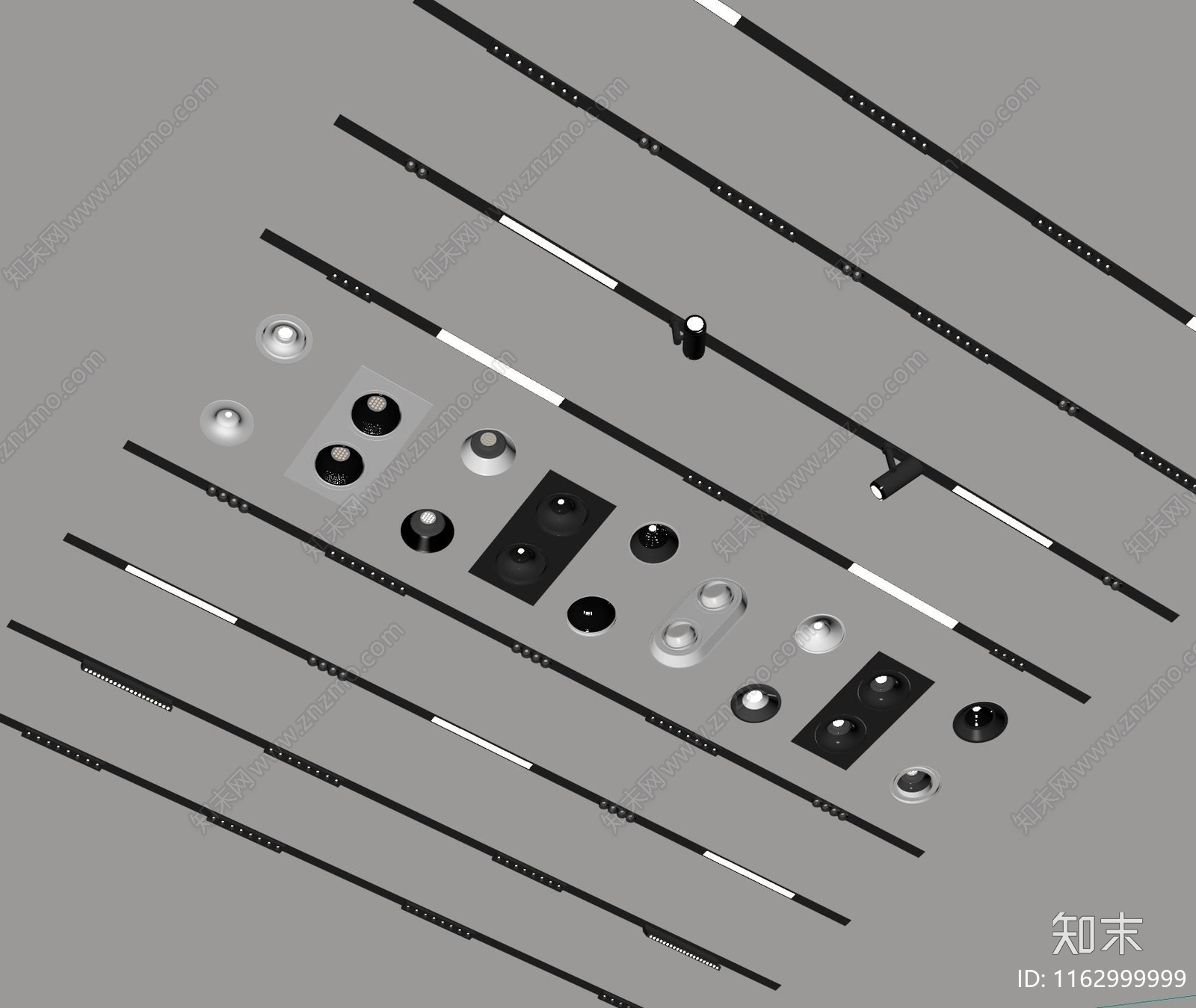 现代极简灯具组合SU模型下载【ID:1162999999】