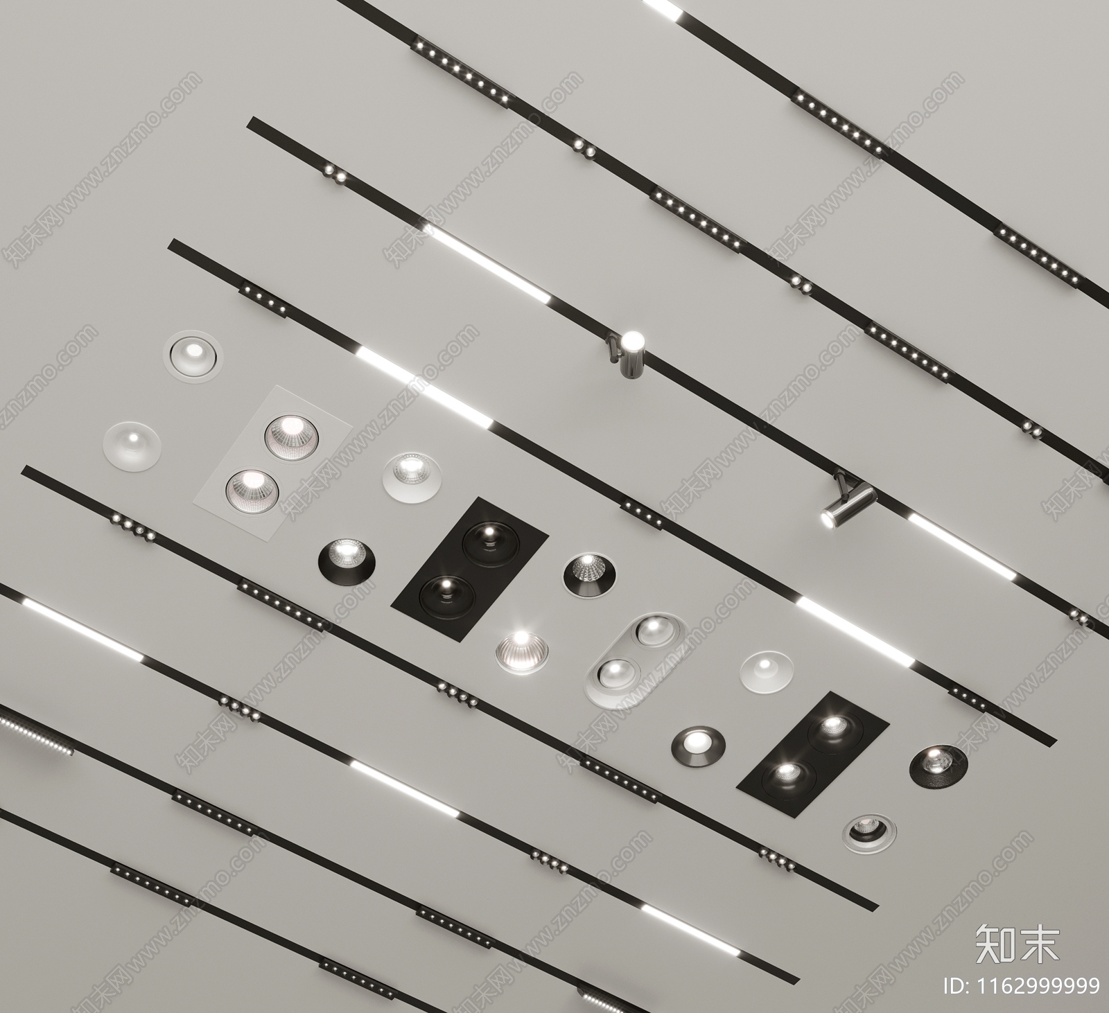 现代极简灯具组合SU模型下载【ID:1162999999】